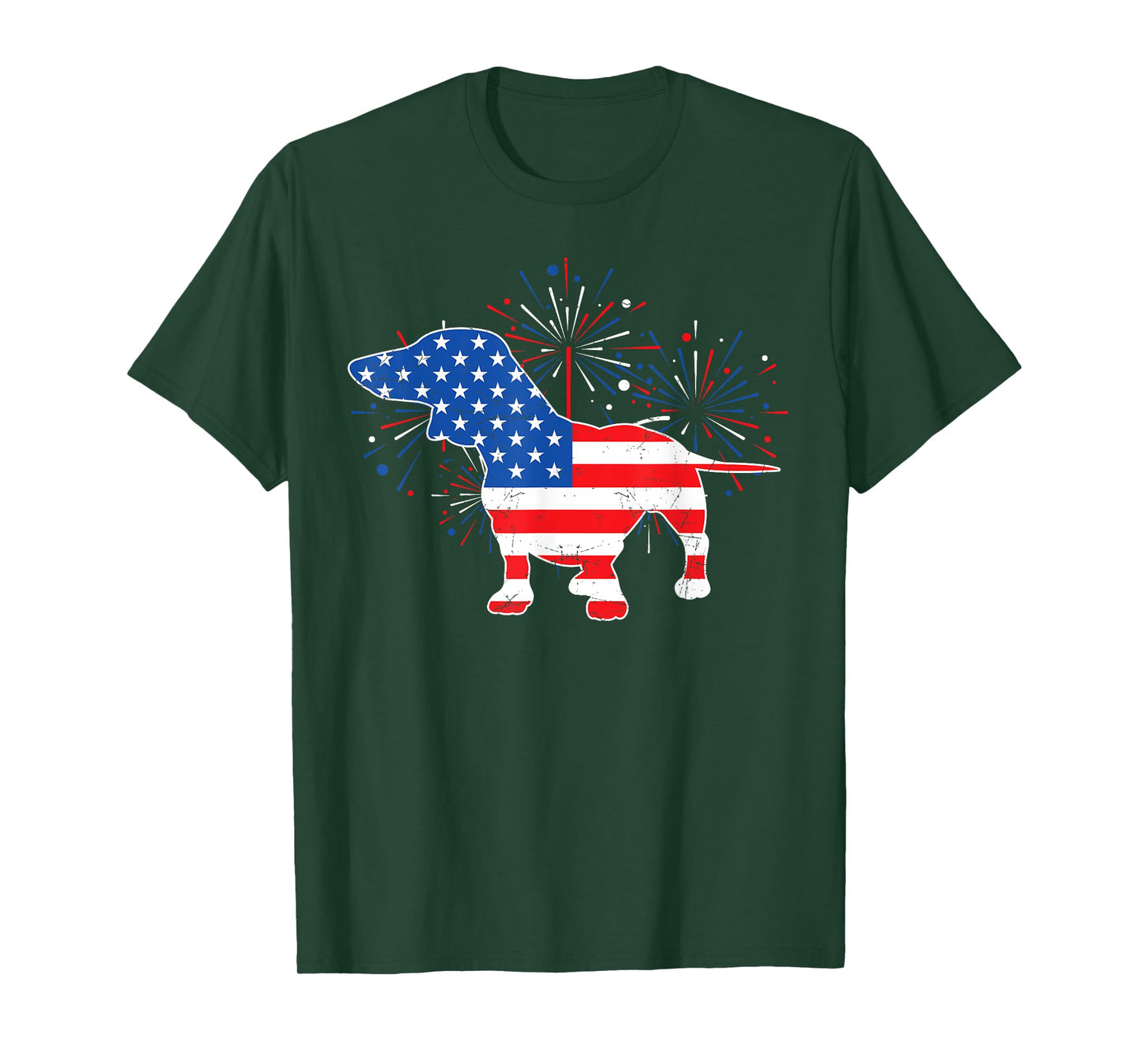 Patriotic American Flag Doxie Lover 4th of July Dachshund T-Shirt