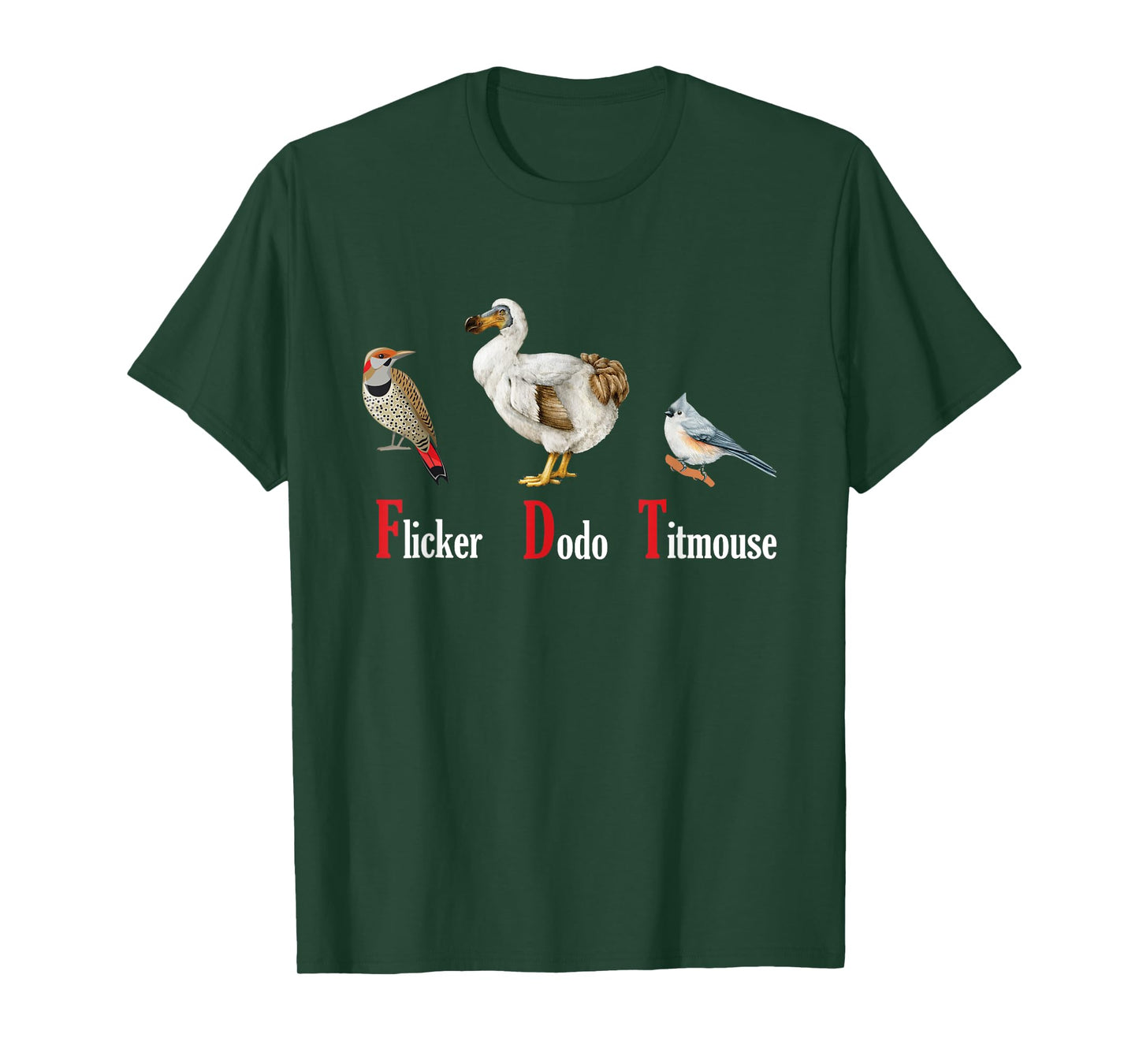 Funny Flicker Dodo Titmouse Vintage Bird Clever Birdwatcher T-Shirt