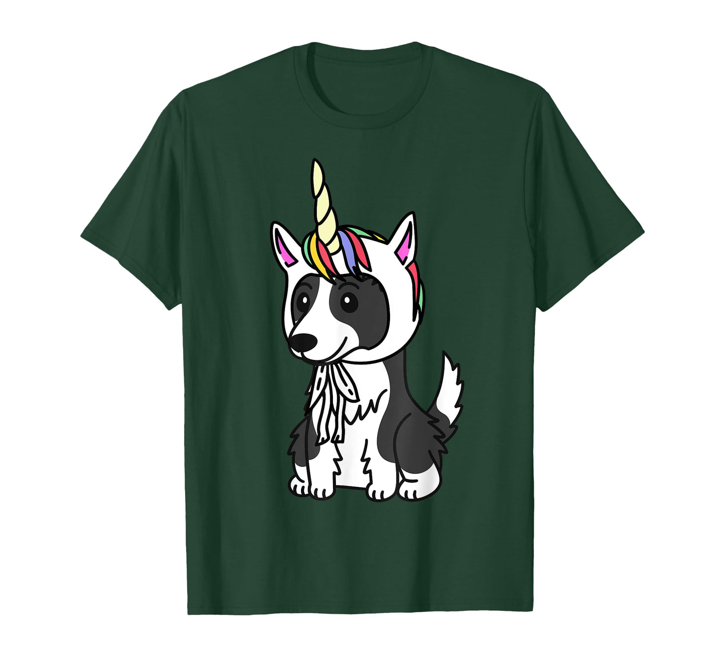 Unicorn Hat Border Collie Funny Dog Men Women Kids T-Shirt