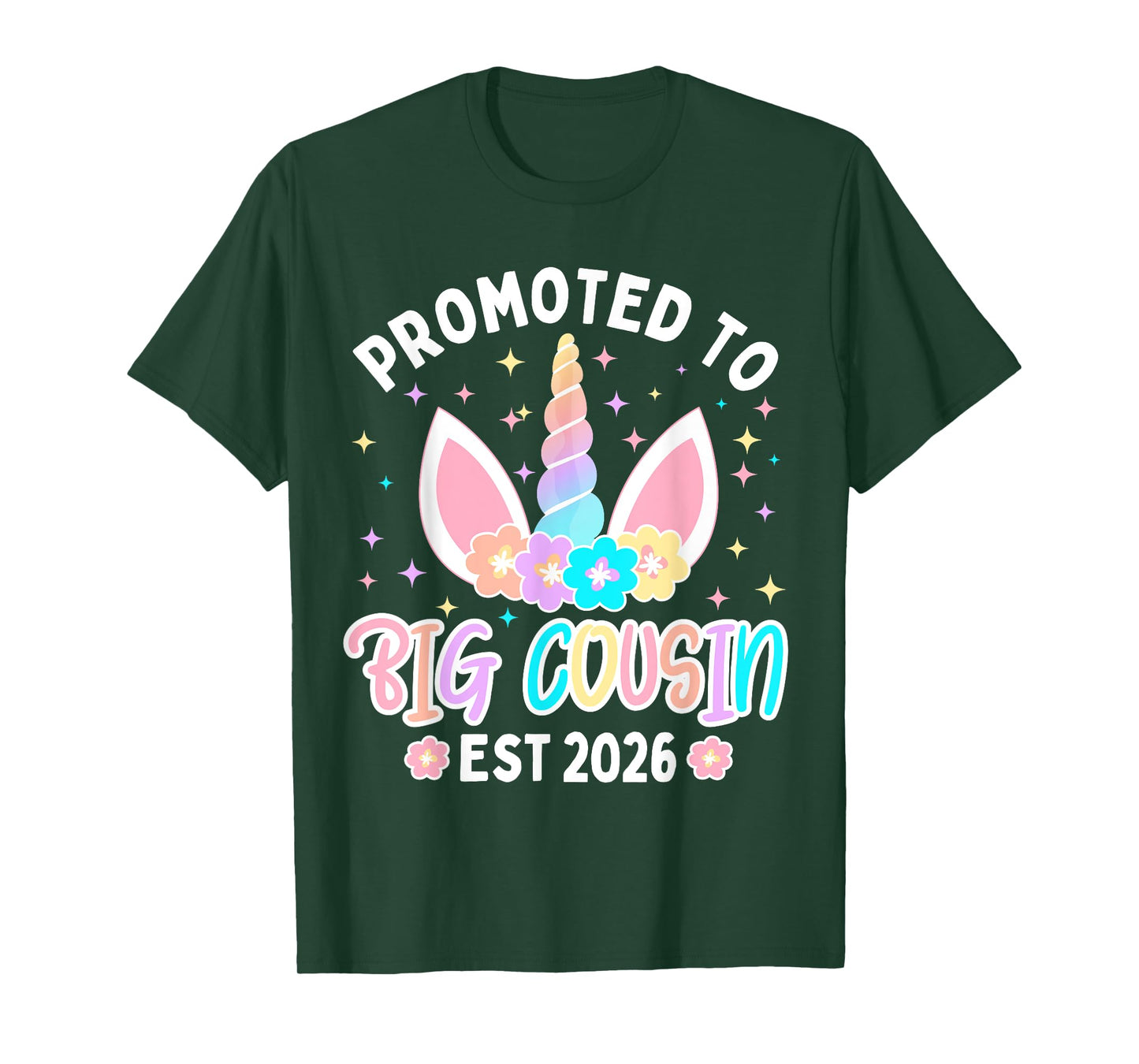 Promoted to Big Cousin 2026 Flower Unicorn Toddler Girls T-Shirt
