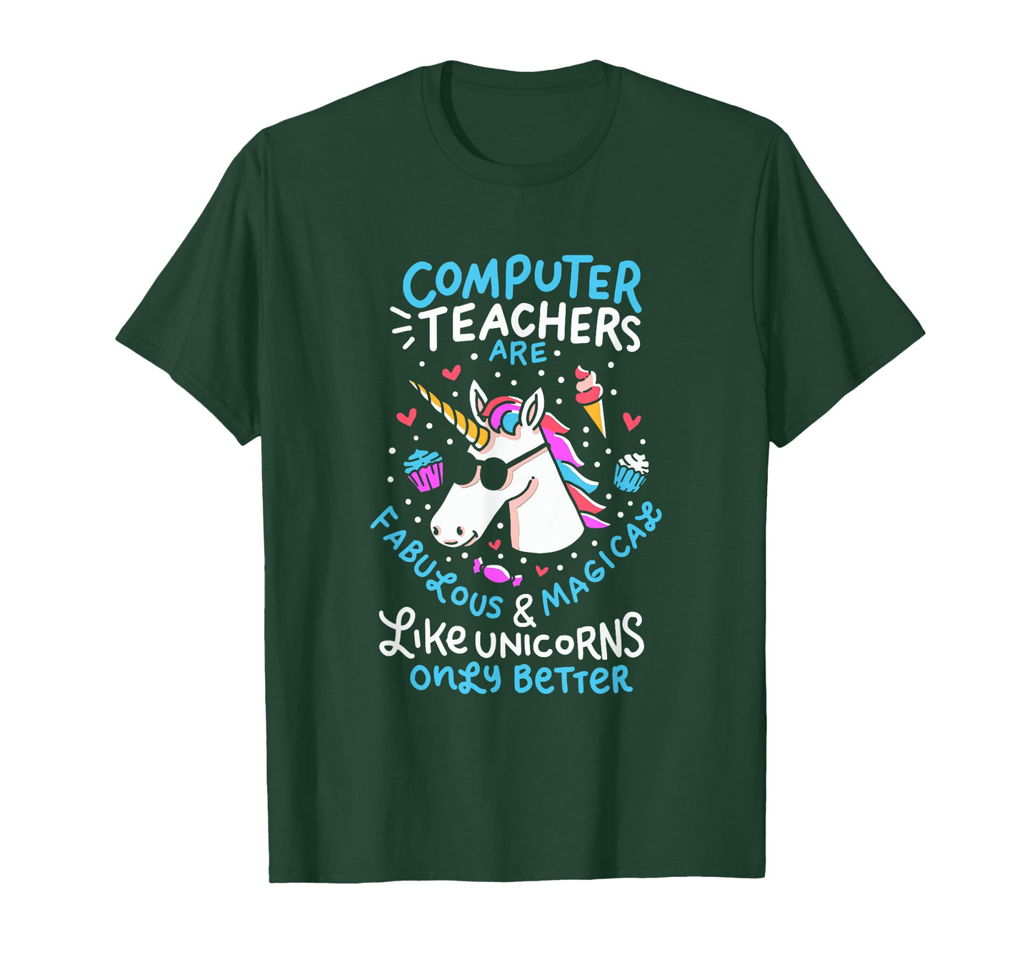 Unicorn Computer Teacher T-Shirt Teacher Apprechiation Shirt T-Shirt for Men Women Kids