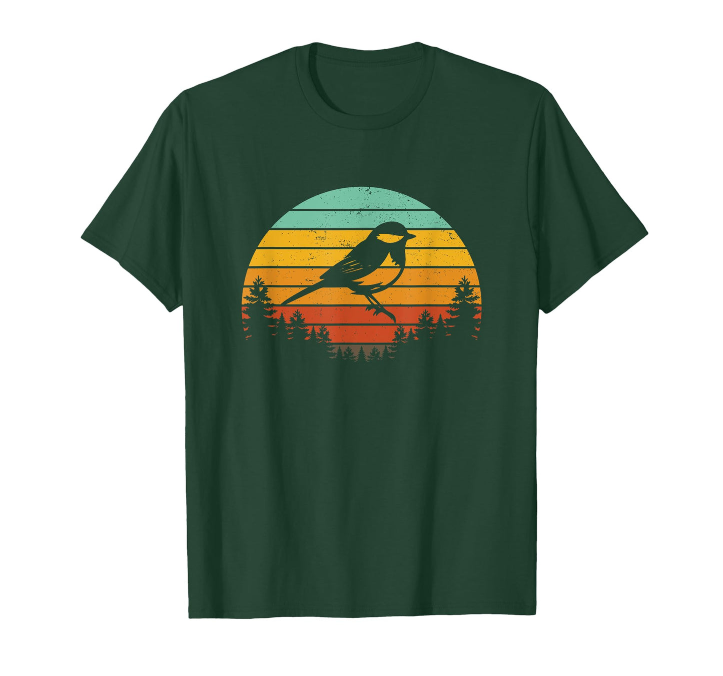 Chickadee Bird Silhouette Retro Vintage Art Design T-Shirt