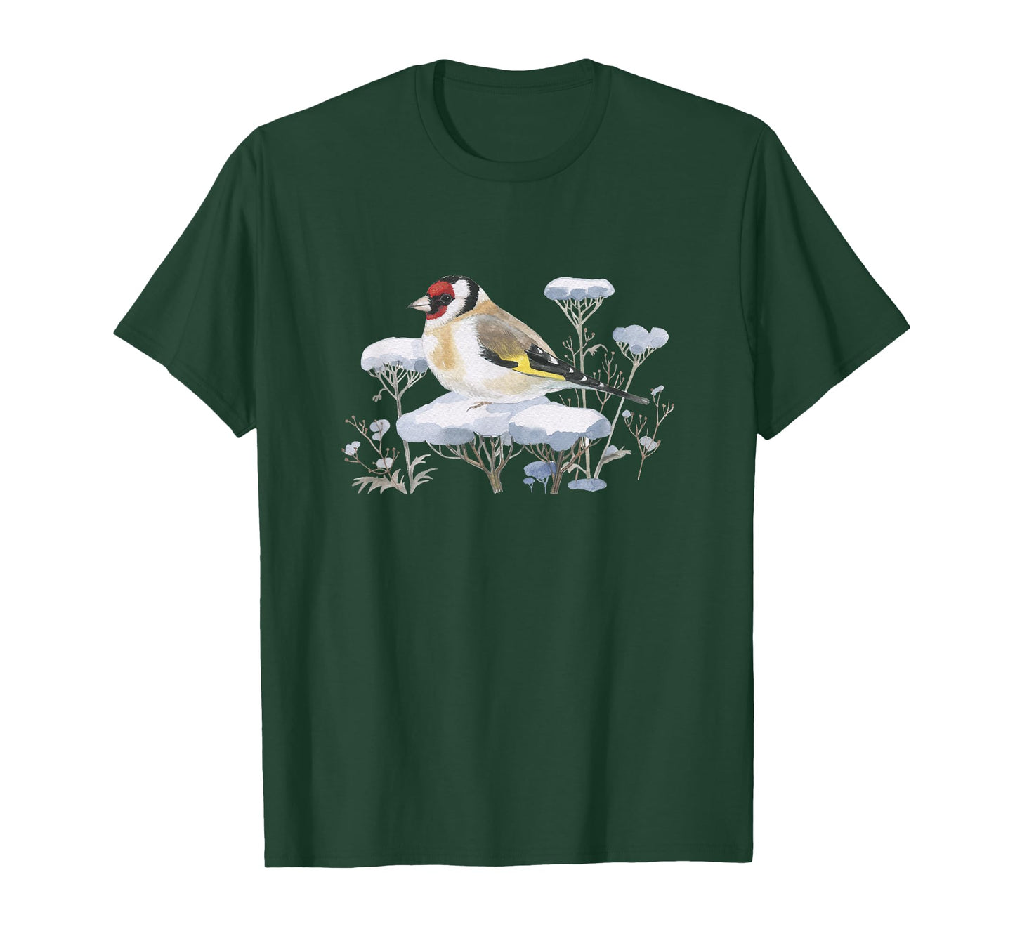 Garden Birds Thistlefink in the Snow Forest Drawing Bird T-Shirt