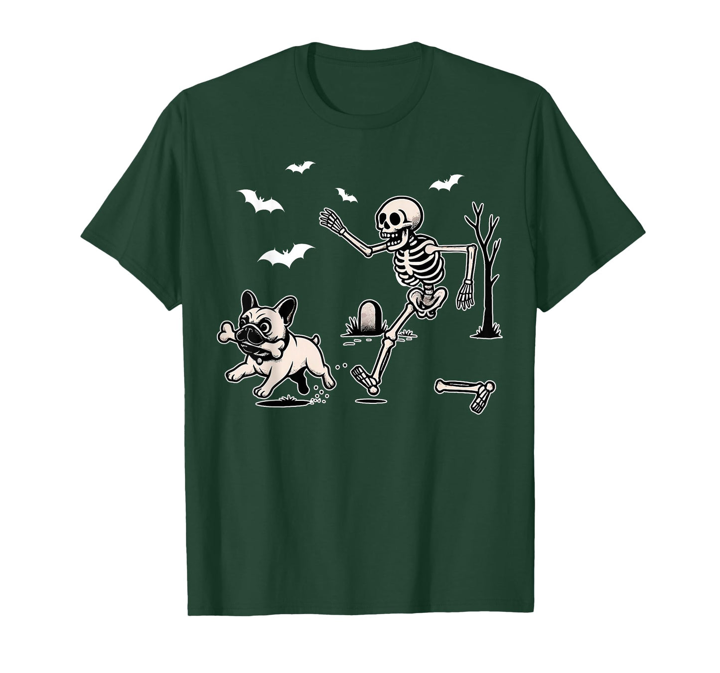 Funny Halloween French Bulldog Skeleton Spooky Men Women Kid T-Shirt