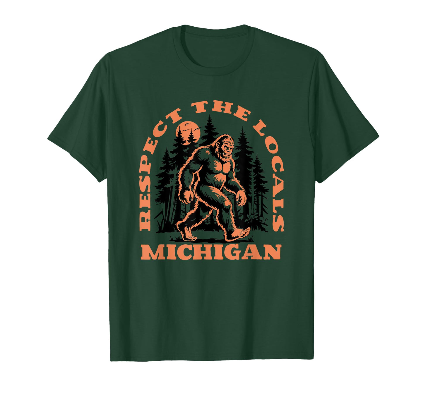 Michigan Bigfoot Respect the Locals Retro Sasquatch T-Shirt