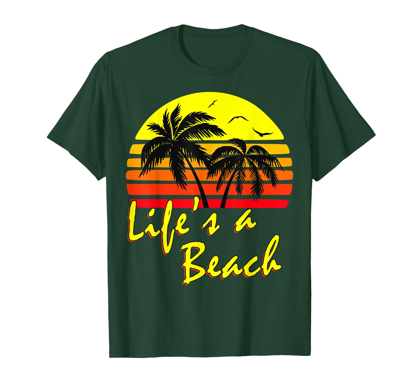 Life's A Beach 80s summer Beach Palm Tree Sunset Men Women Kids T-Shirt