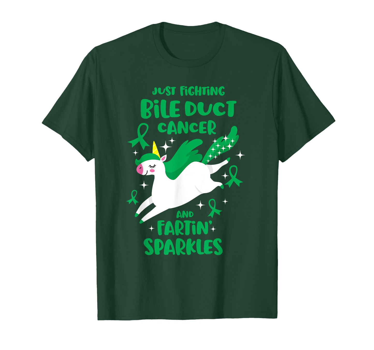 Fighting Bile Duct Cancer Quote Farting Unicorn Awareness T-Shirt