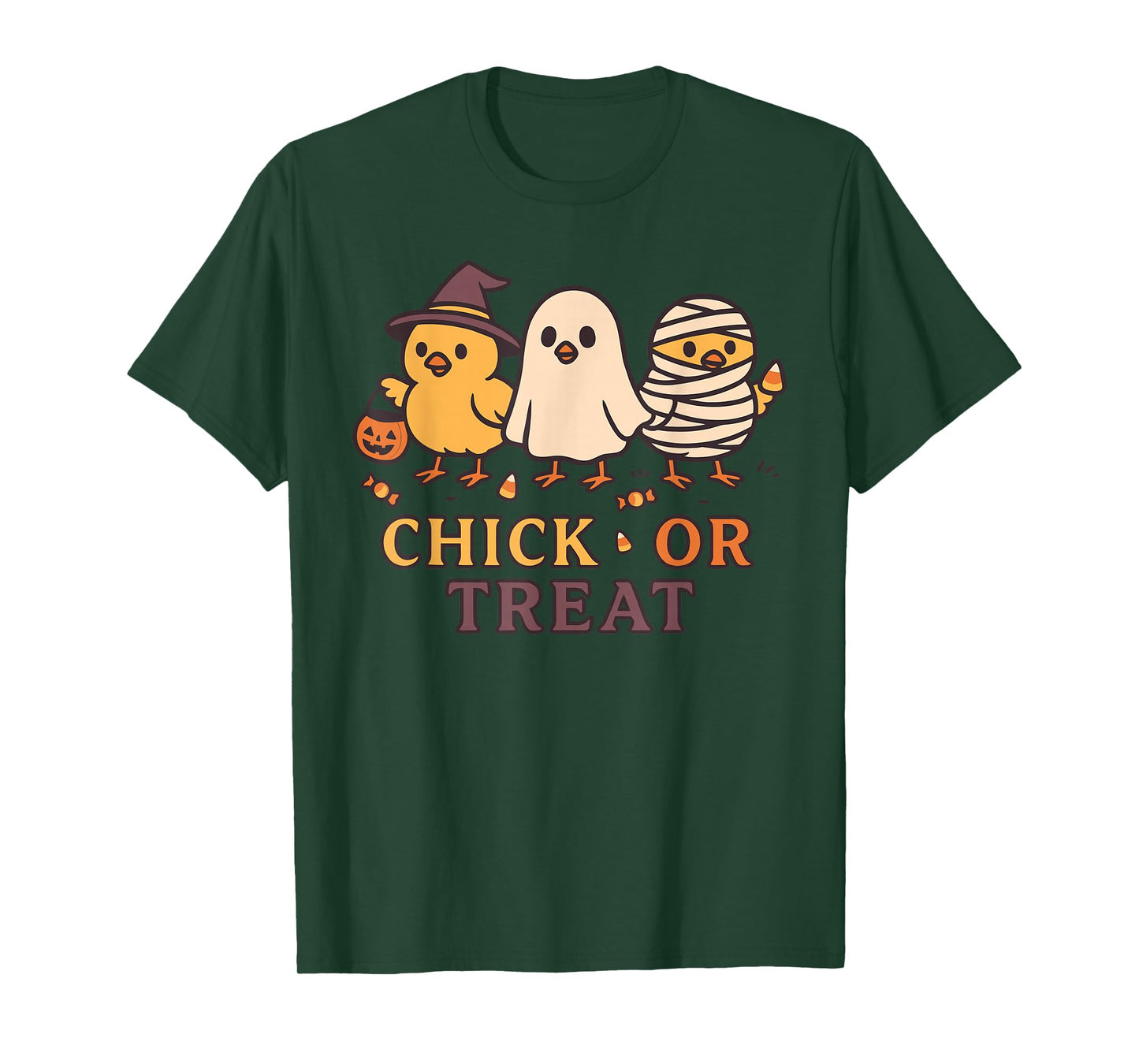 Chick or Treat Spooky Ghost Witch Mummy Chicken Costume T-Shirt