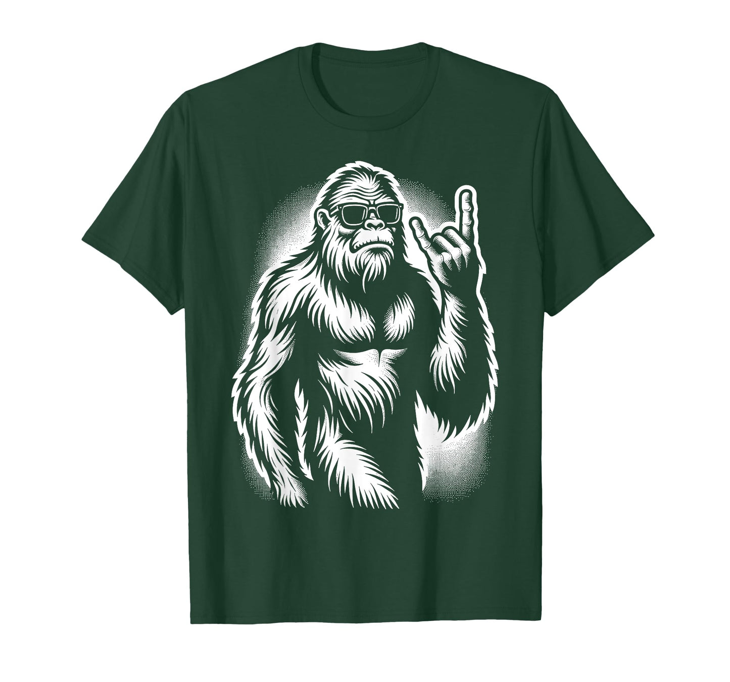 Bigfoot Sasquatch Rock and Roll Heavy Metal Horns T-Shirt