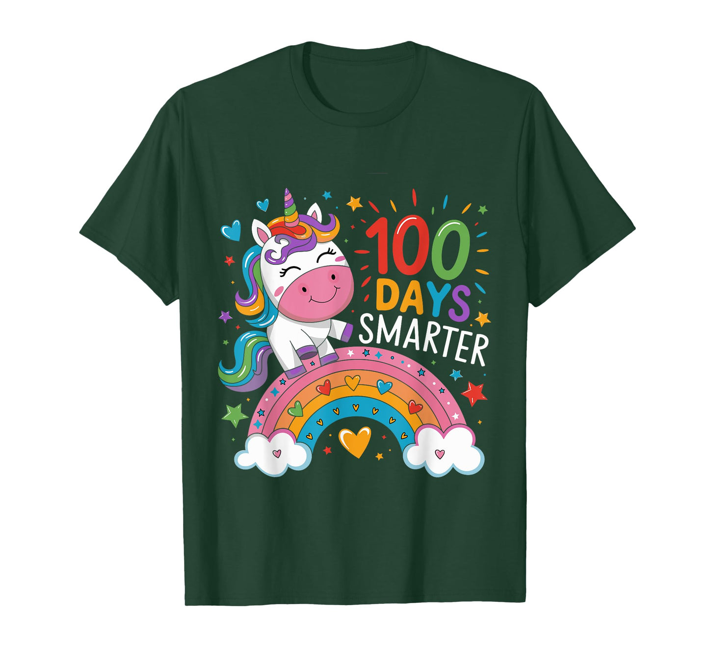 100 Days Smarter Rainbow Unicorn 100th Day of School T-Shirt