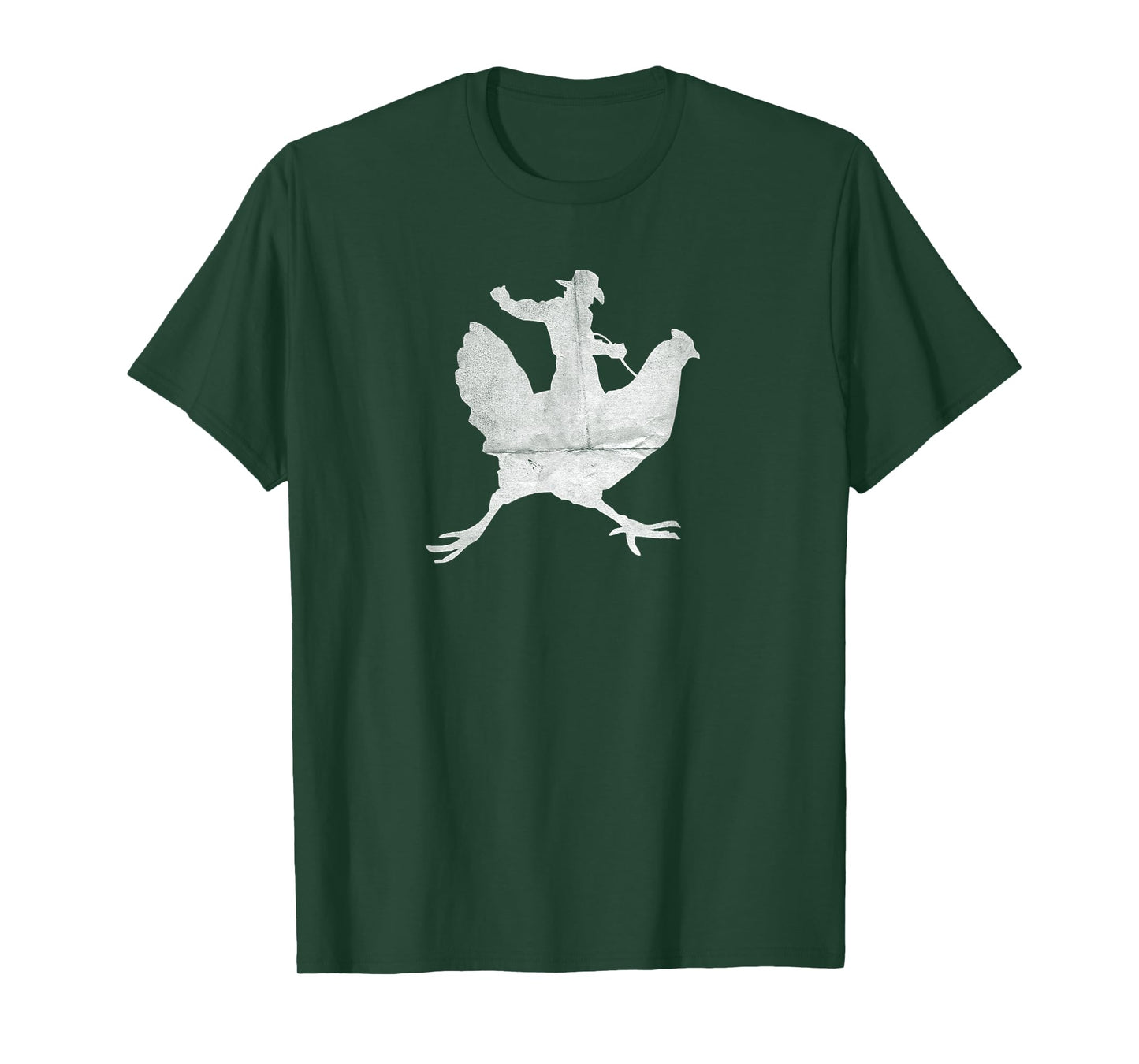 Cowboy Riding a Chicken Distressed T-Shirt