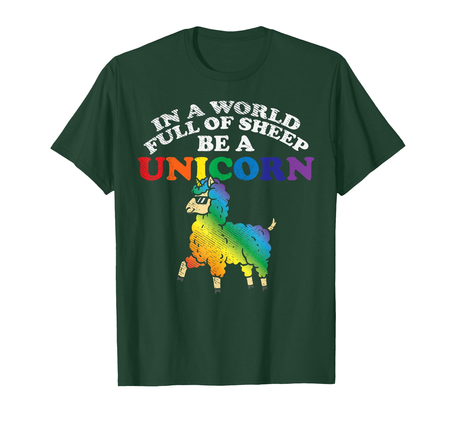 World Full Sheep Be Unicorn Rainbow Gay Pride Flag LGBT Gift T-Shirt