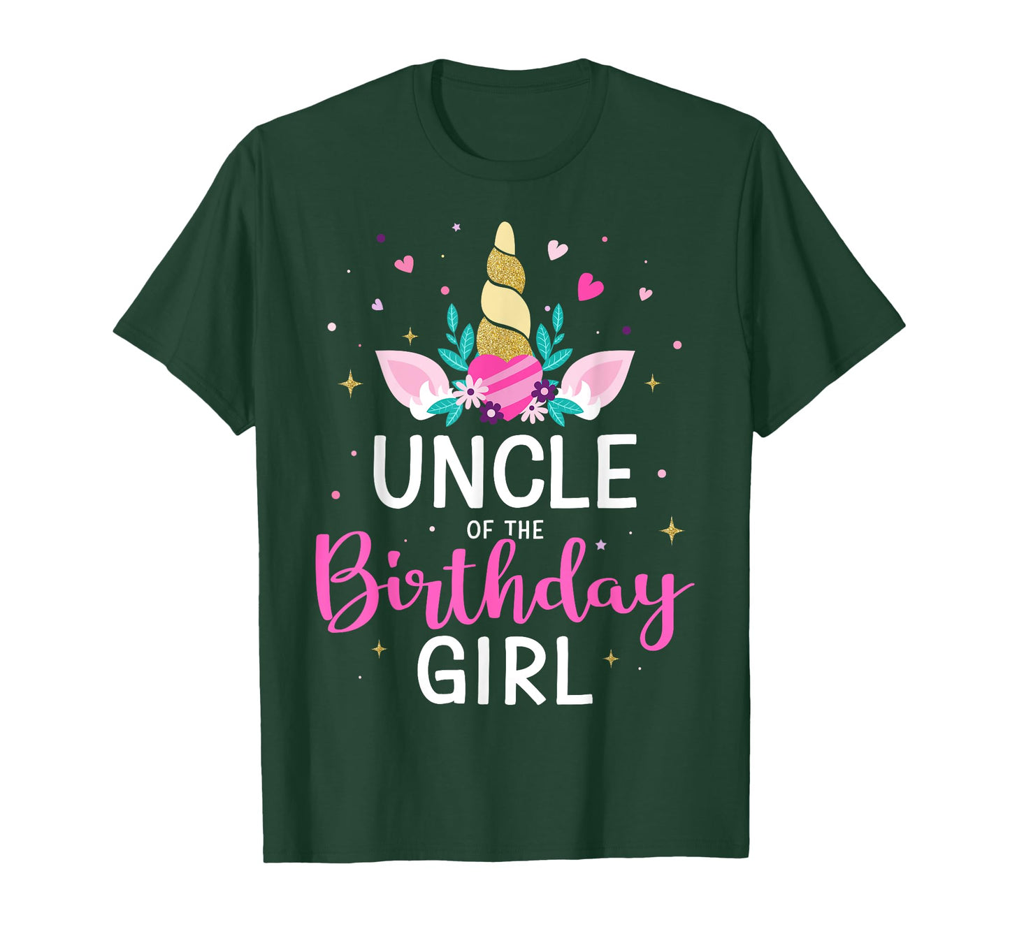 Uncle of the birthday girl matching family unicorn party T-Shirt