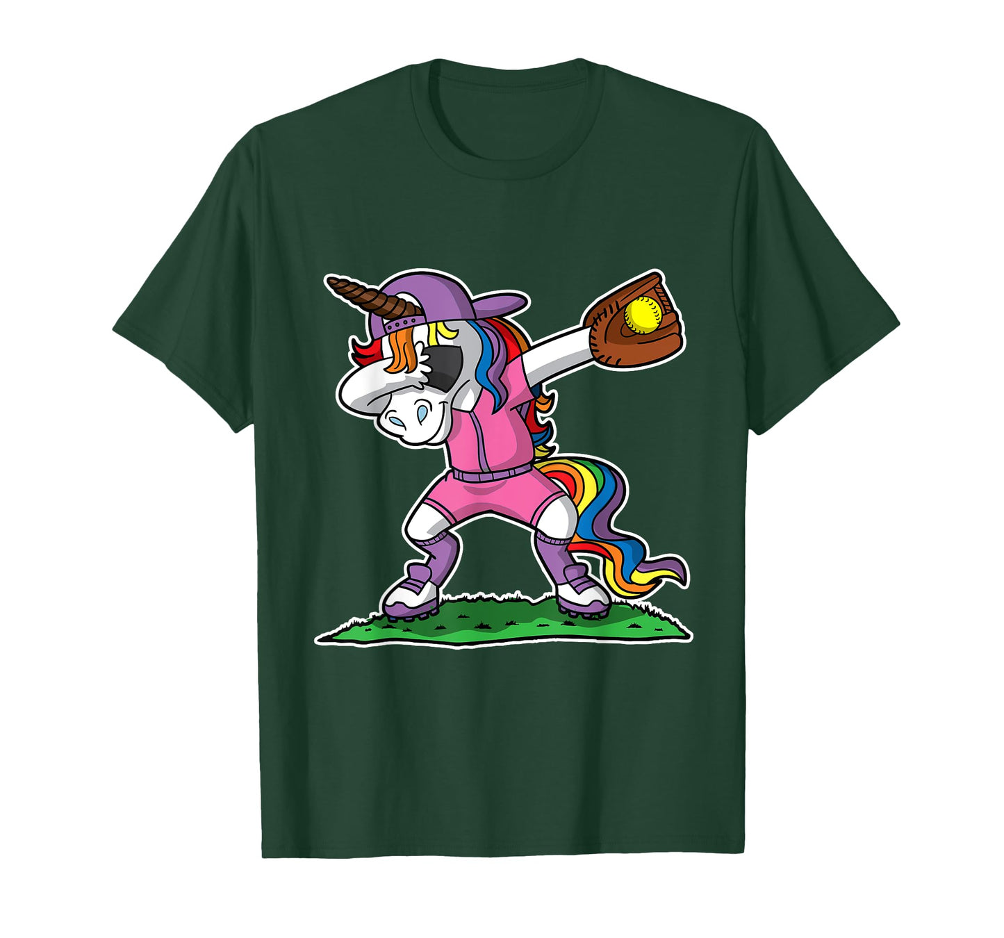 Dabbing Unicorn Softball Girls Women Kids Youth Toddler Teen T-Shirt