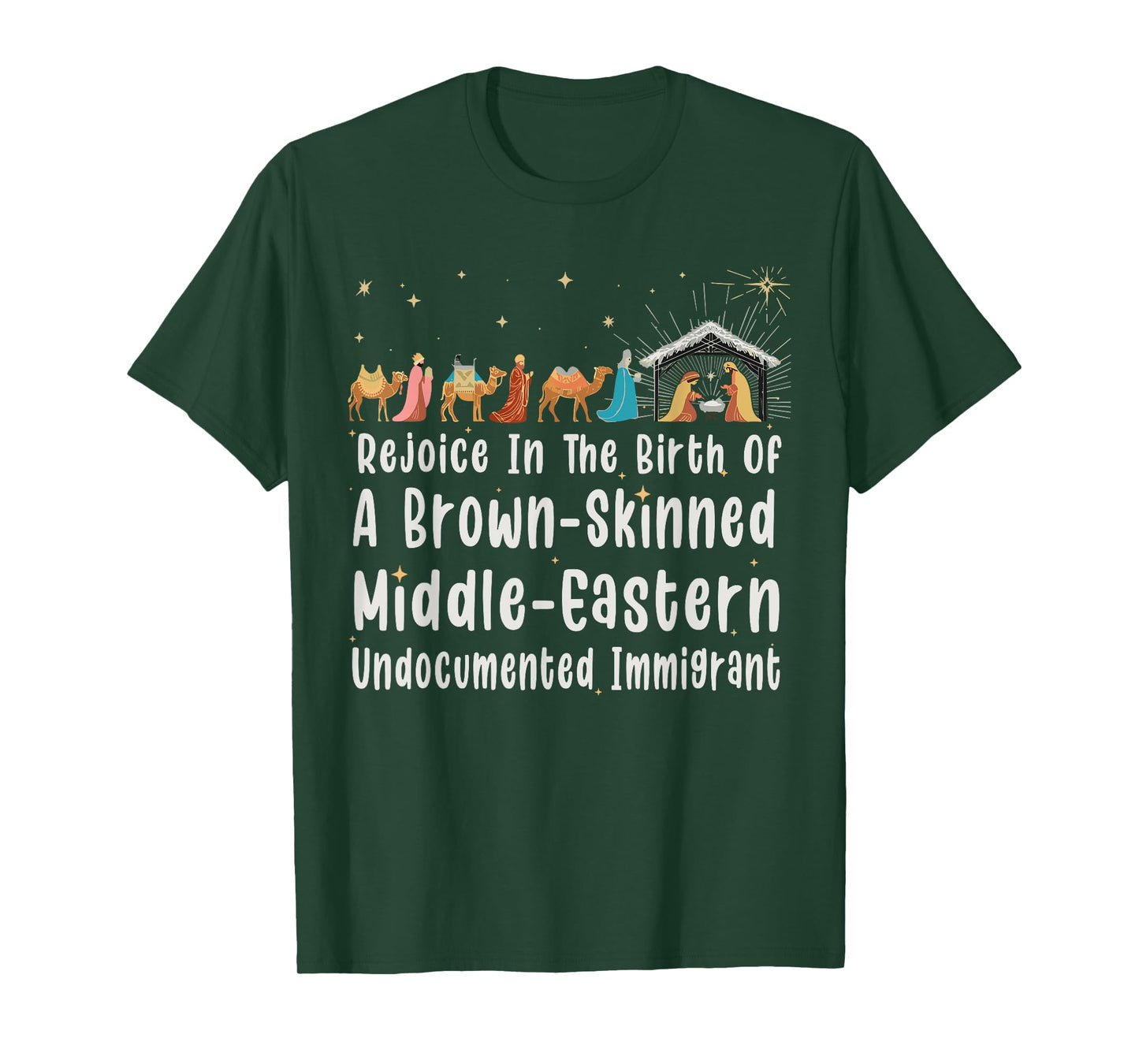 Rejoice In The Birth Of A Brown Skinned Christmas Jesus Xmas T-Shirt