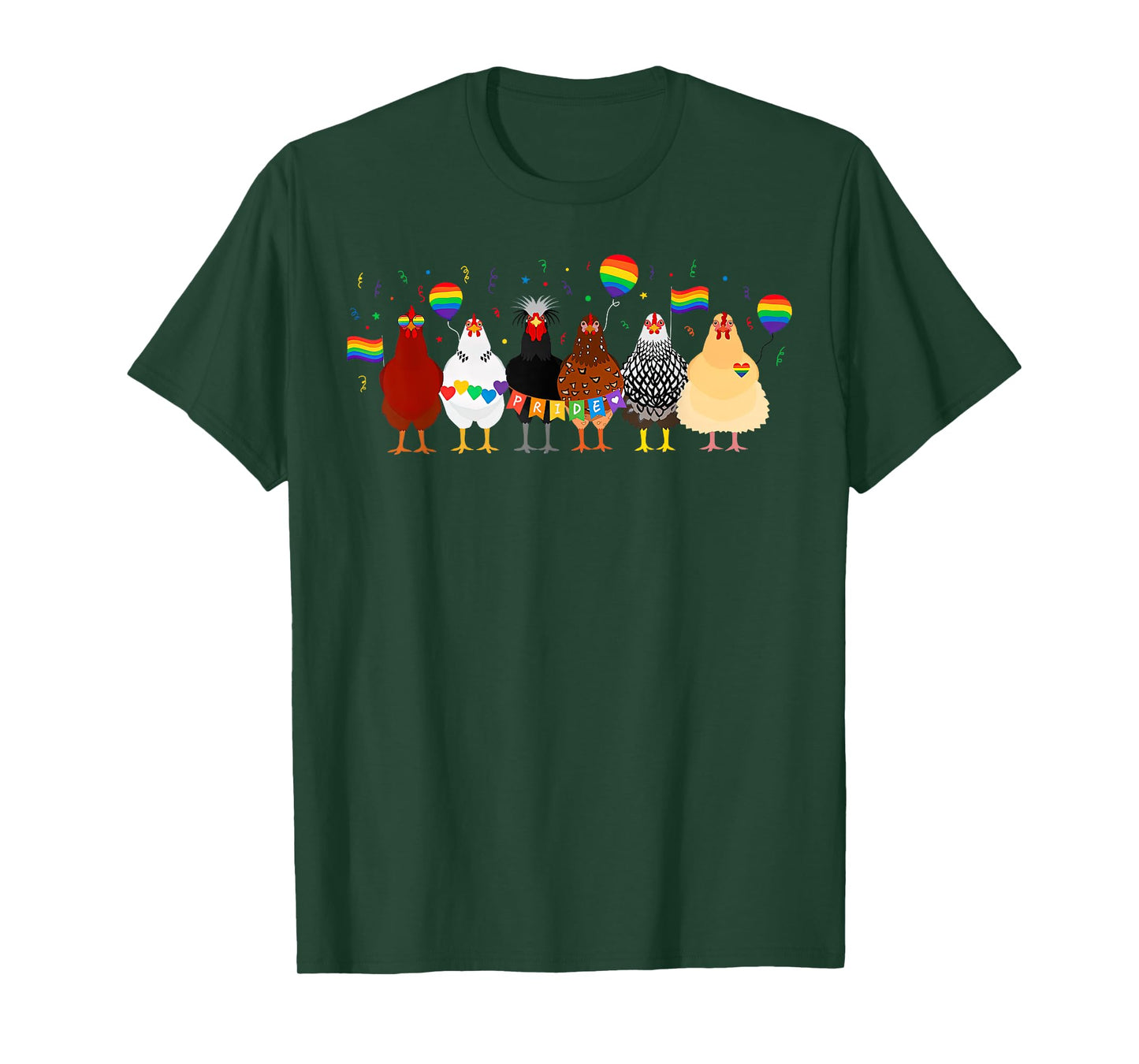 Vintage Gay Pride Chickens With Balloon Rainbow LGBTQ T-Shirt