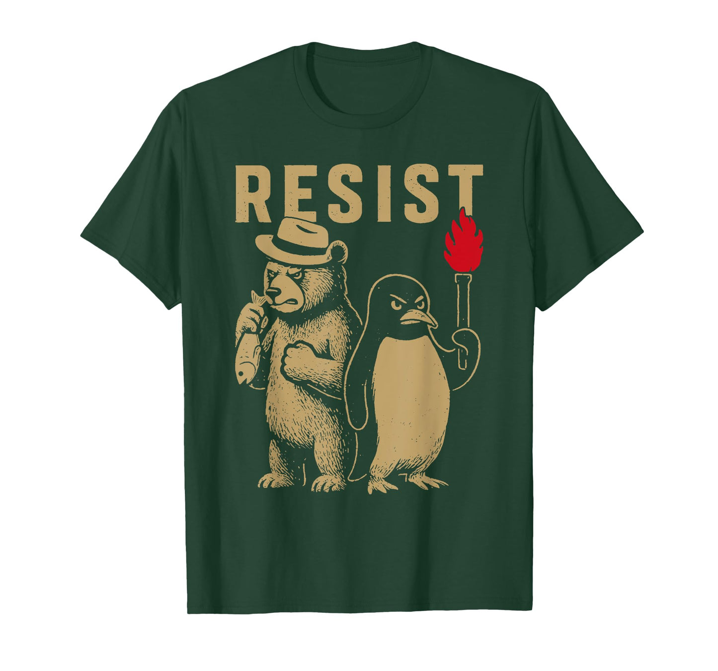 Resist Penguins And Bear Graphic We Stand With Penguins T-Shirt