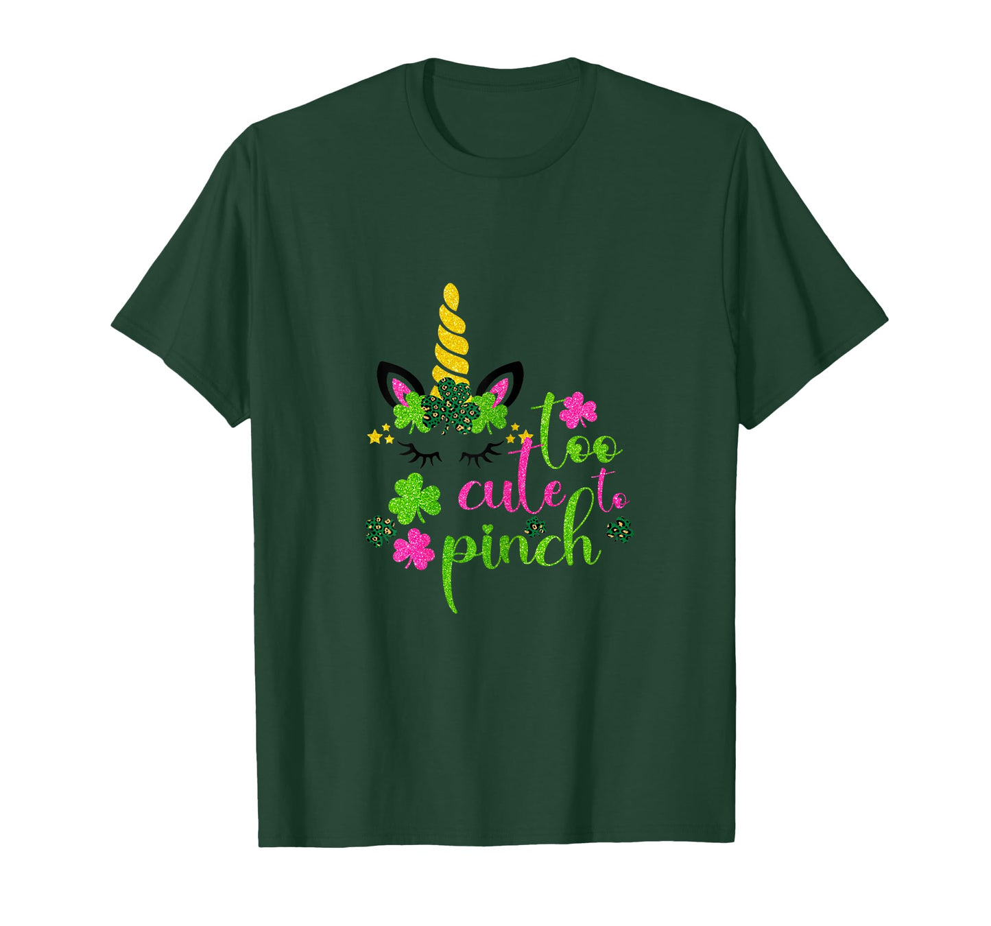 St Patricks Day Girls Kids Toddler Too Cute To Pinch Unicorn T-Shirt