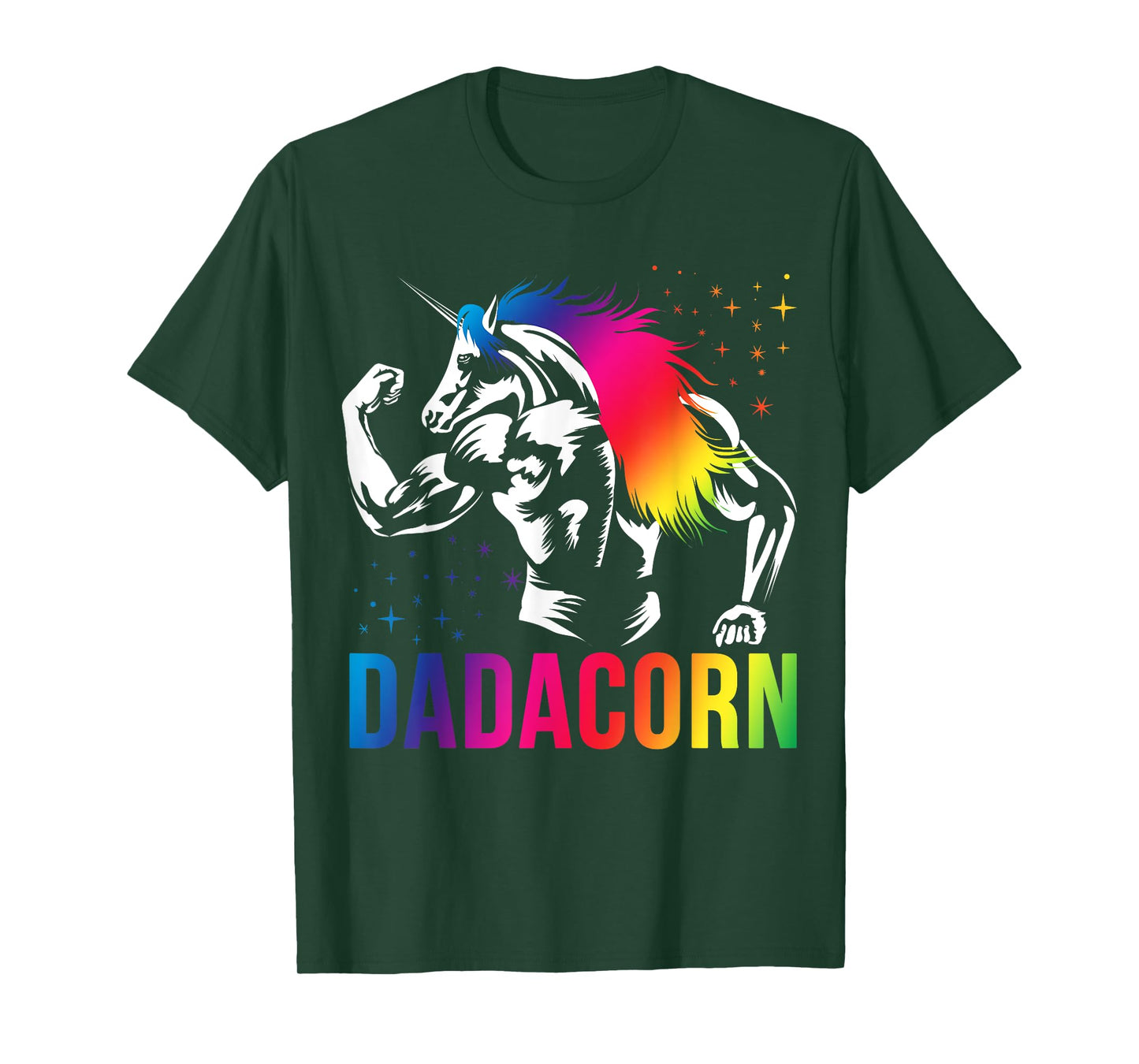 Dadacorn Muscle Fathers Day Joke Daddy Unicorn T-Shirt, Black, Small