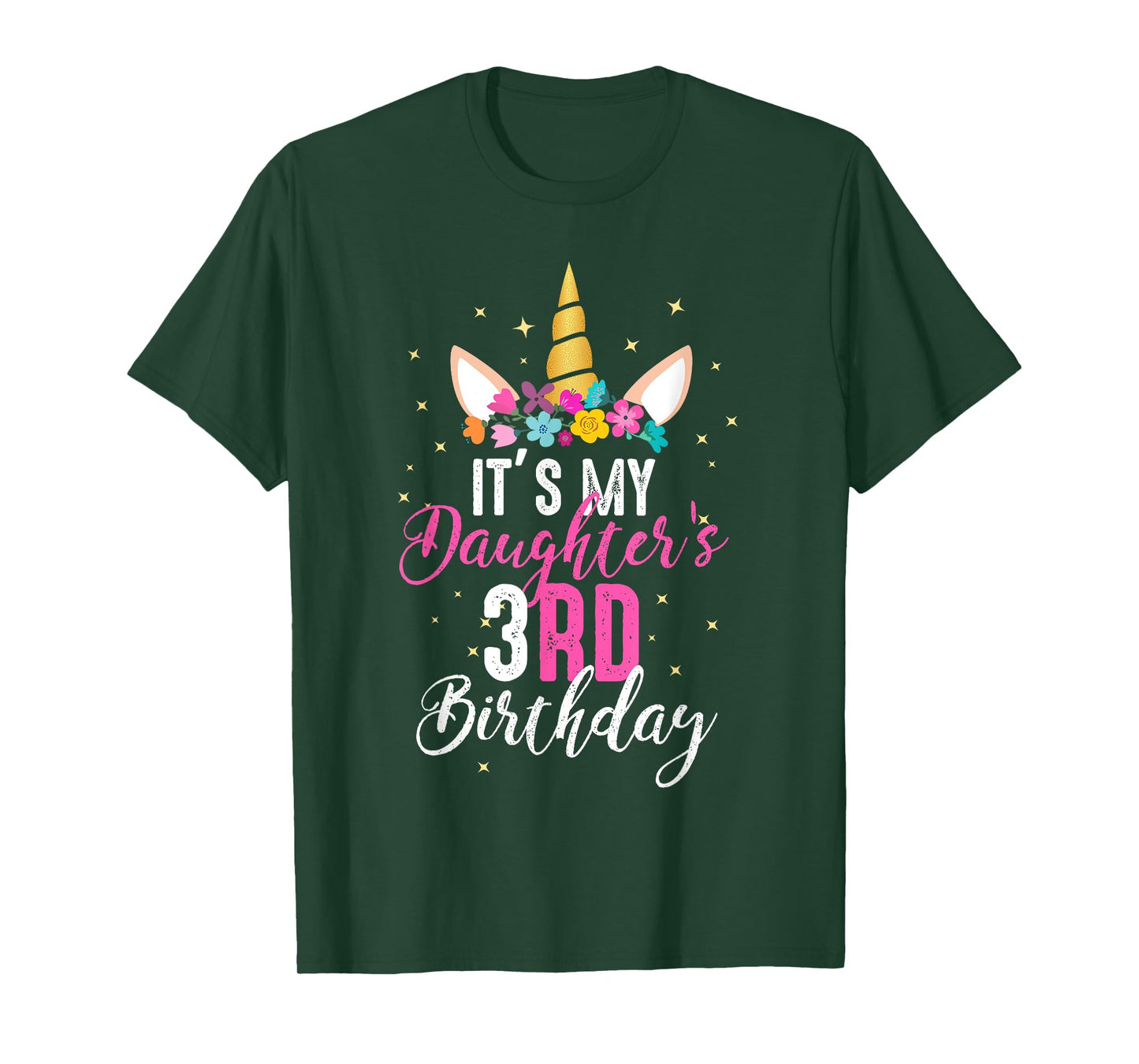 Its My Daughters 3rd Birthay Girl Gift Unicorn Birthday T-Shirt