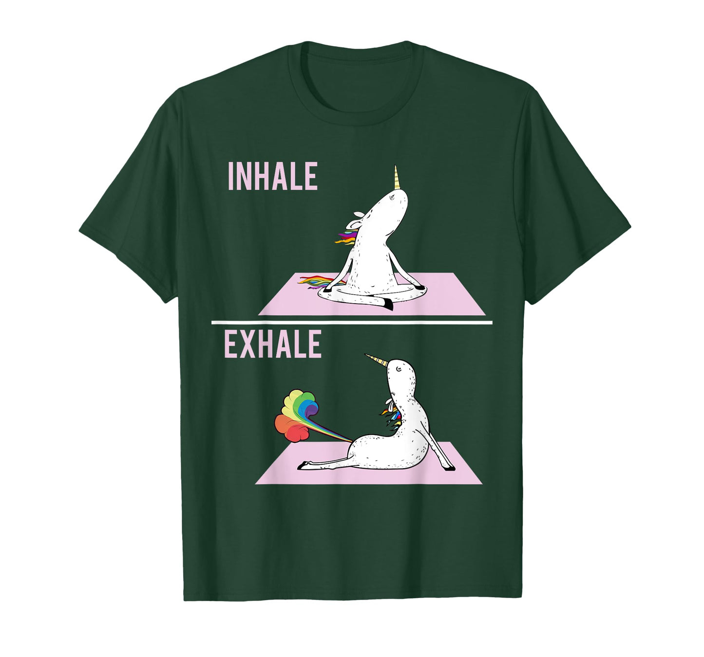 Funny Unicorn Yoga Pose Inhale Exhale Farting Unicorn T-Shirt