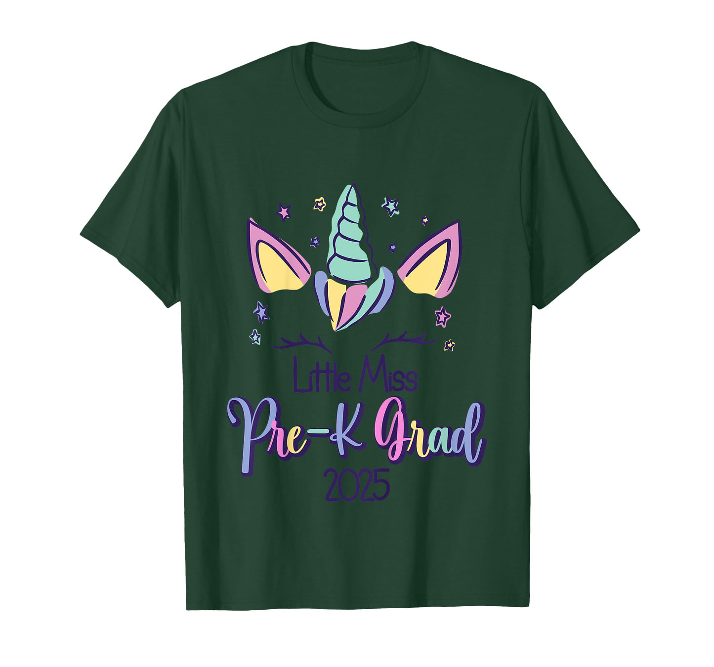 Kids Little Miss Pre-K Grad Unicorn Preschool Graduation 2025 T-Shirt