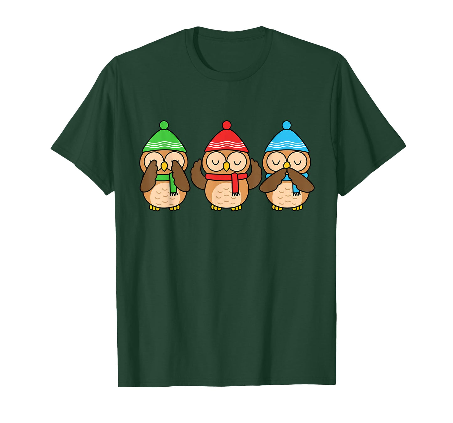 Christmas Owl Lover Women Winter Birds Cute Owl T-Shirt