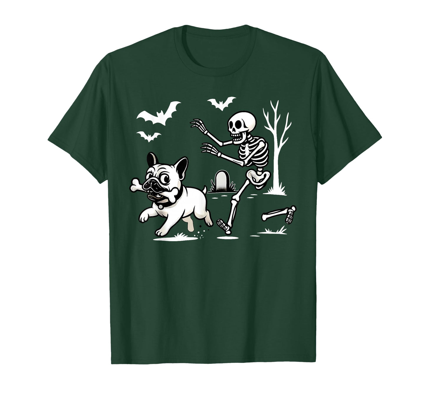 Funny Halloween French Bulldog Skeleton Spooky Season T-Shirt