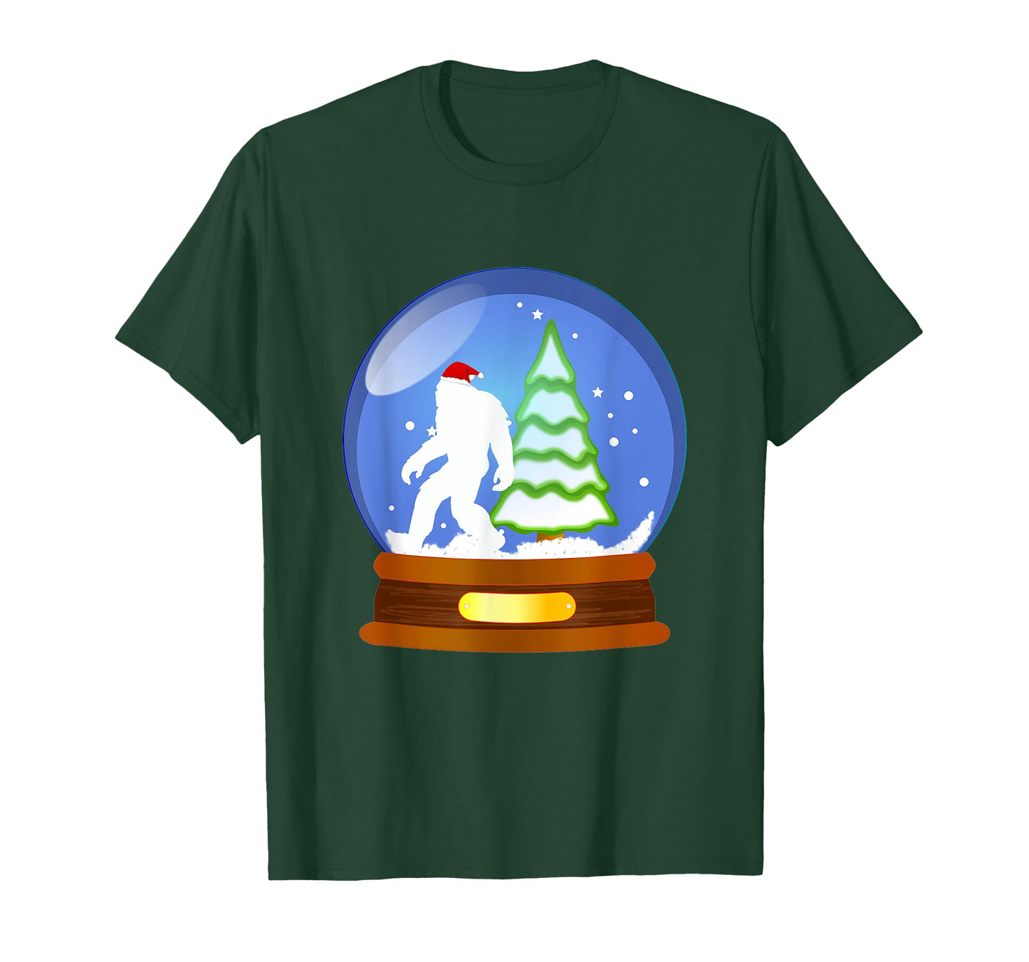 Bigfoot Santa Snow Globe Christmas T-Shirt