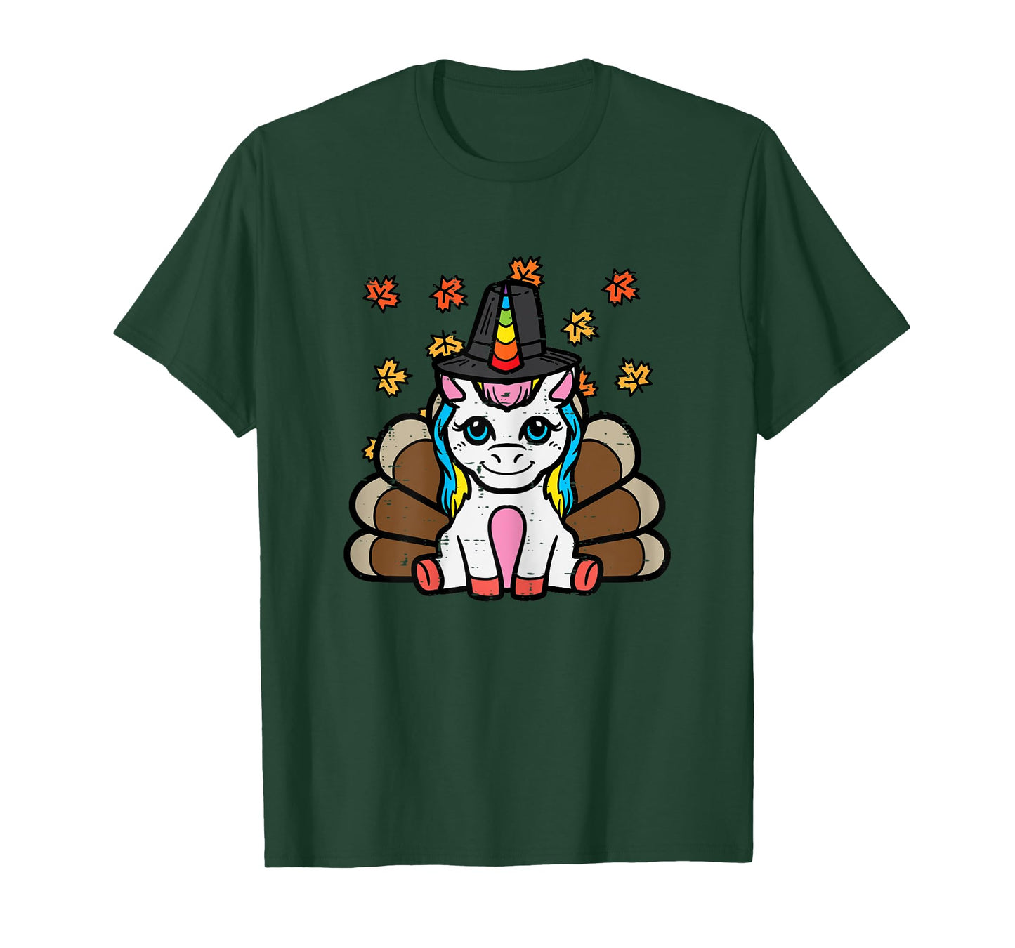 Thanksgiving Unicorn Turkey Fall Girls Kids Toddler Women T-Shirt