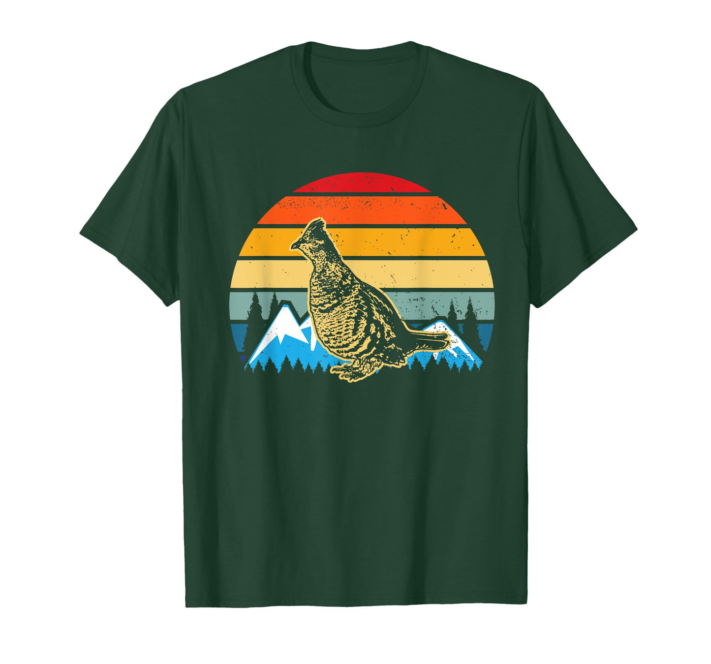 Hunting Ruffed Grouse bird- retro sunset and Hunter T-Shirt