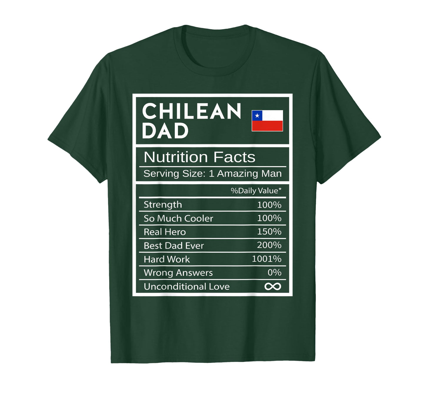 Chilean Dad Nutrition Facts National Pride Gift For Dad T-Shirt