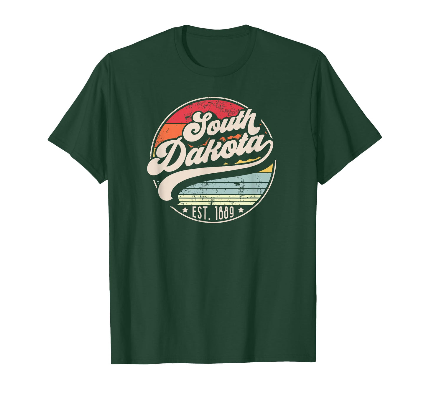 Retro South Dakota Home State SD Cool 70s Style Sunset T-Shirt