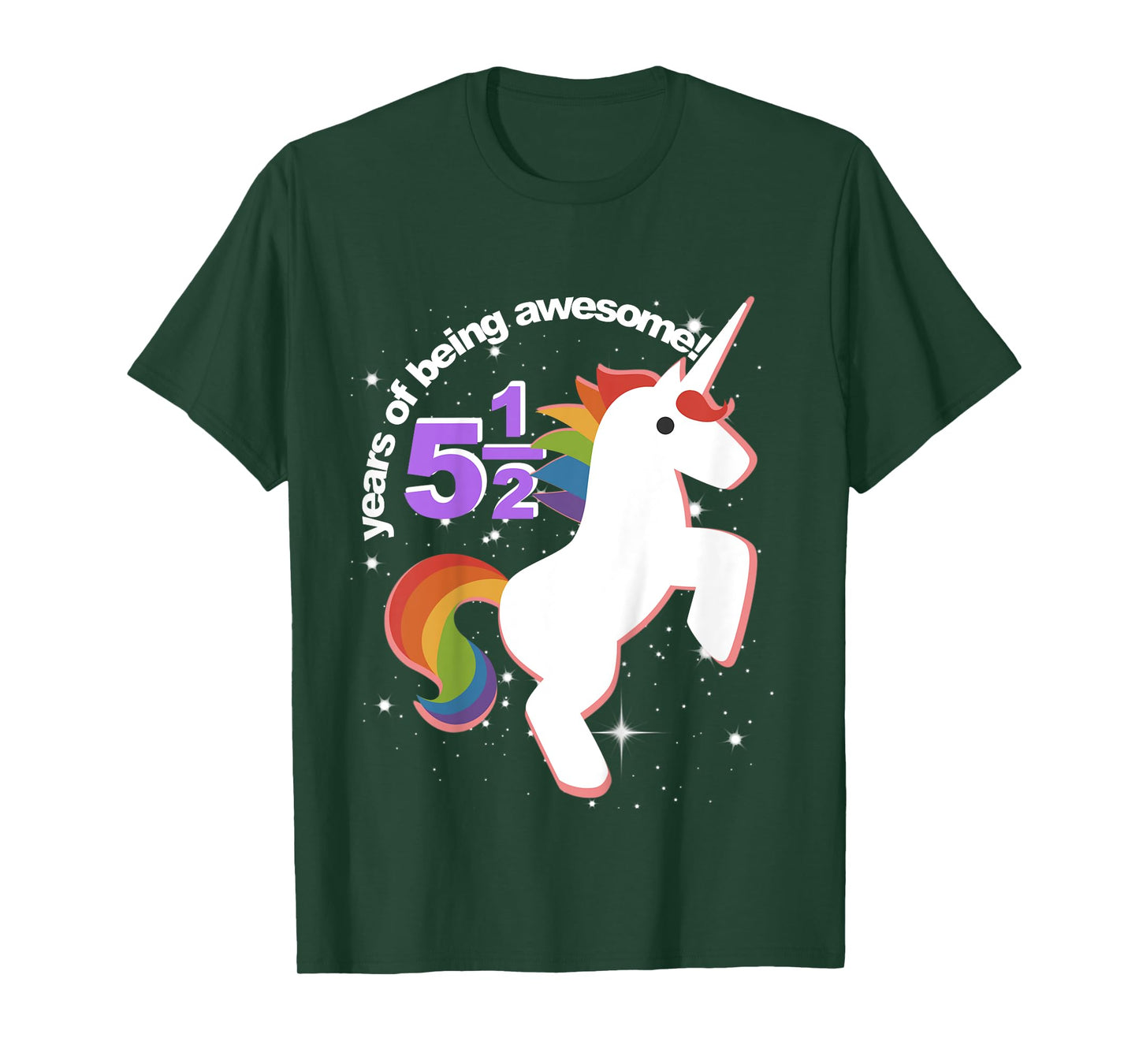 Girls Half Birthday Unicorn Shirt 5.5 5 and Half Years 5th T-Shirt