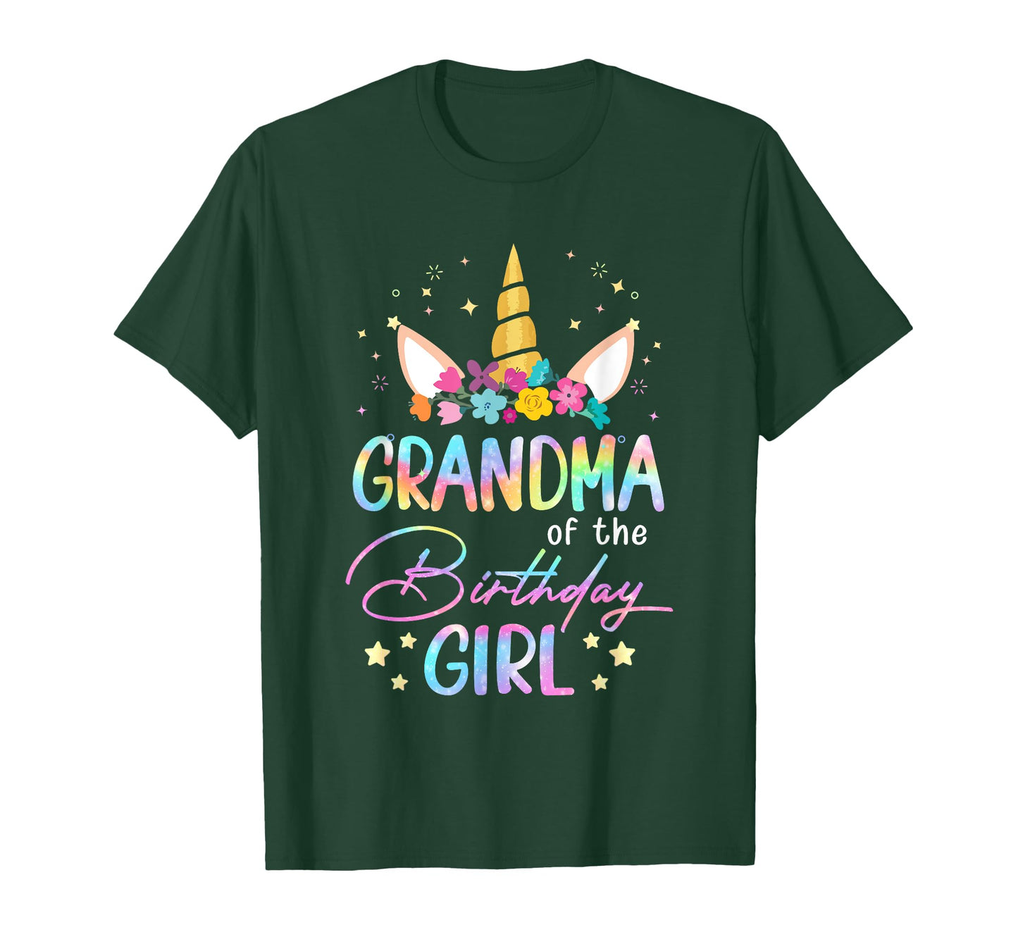 Unicorn Grandma Of The Birthday Girl Unicorn Flower Birthday T-Shirt
