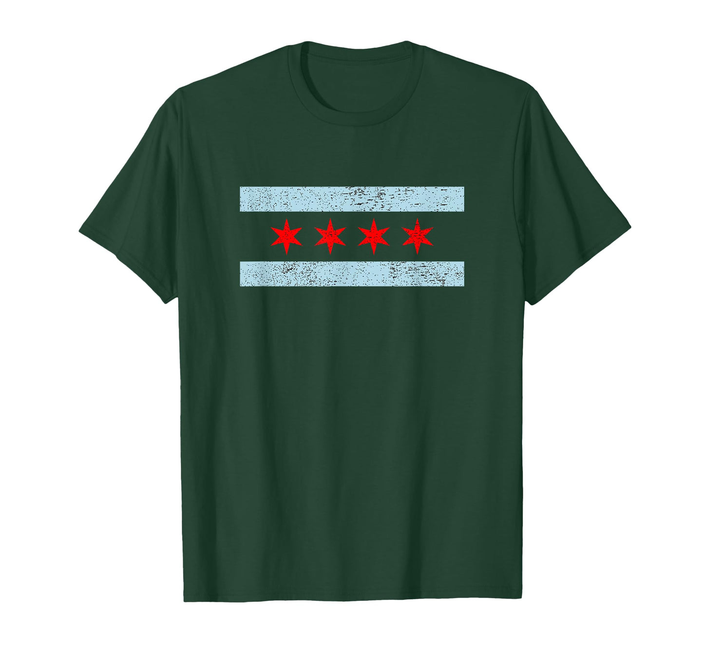 Sweet Vintage Retro Chicago Flag Red Six Pointed Stars T-Shirt