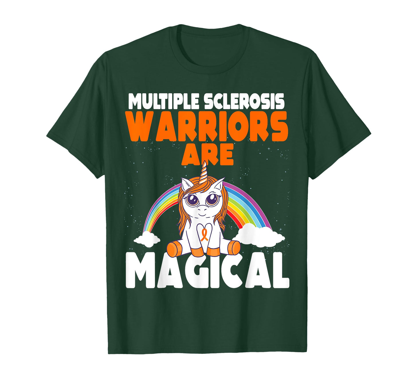 Multiple Sclerosis Awareness Orange Ribbon Magical Unicorn T-Shirt