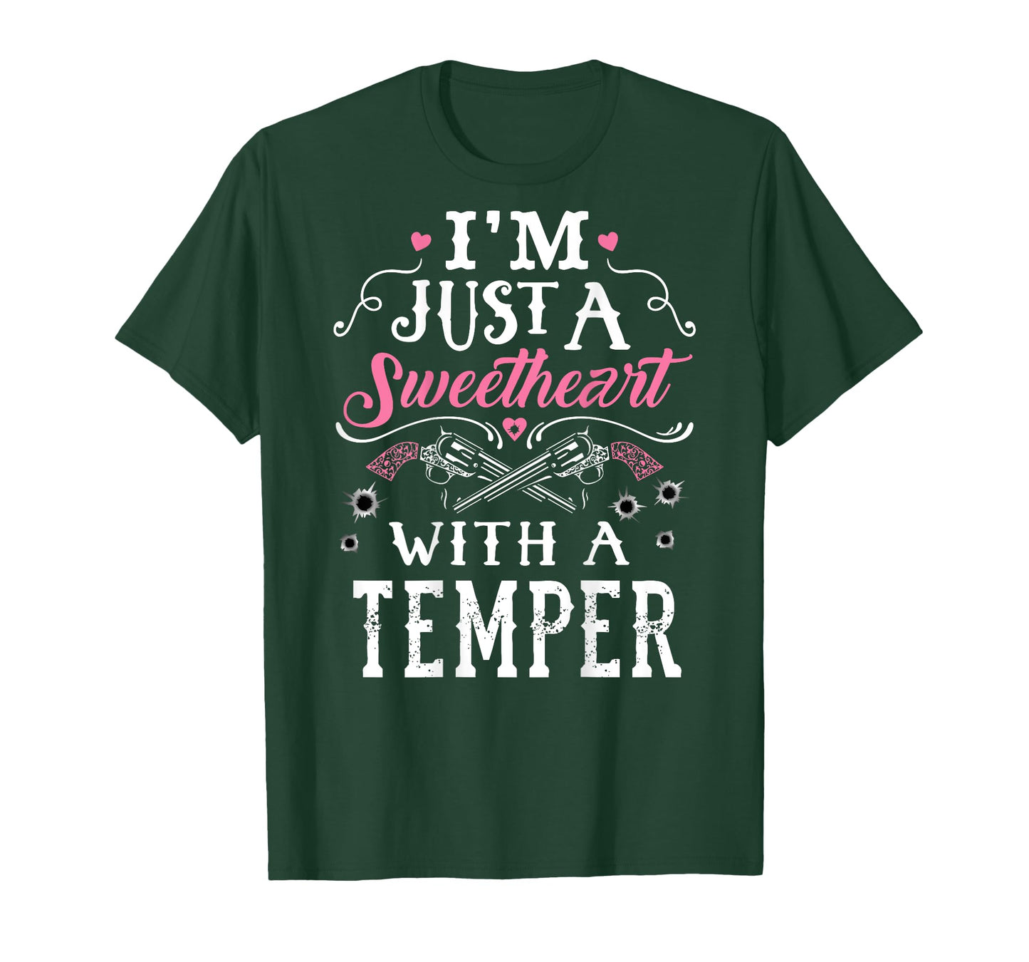 I'm Just A Sweetheart With A Temper Guns Heart Girls T-Shirt