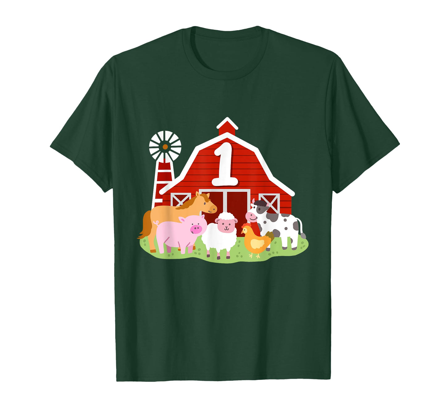 1st Birthday Farm Animals Bday Party 1 Year Old Boy Toddler T-Shirt