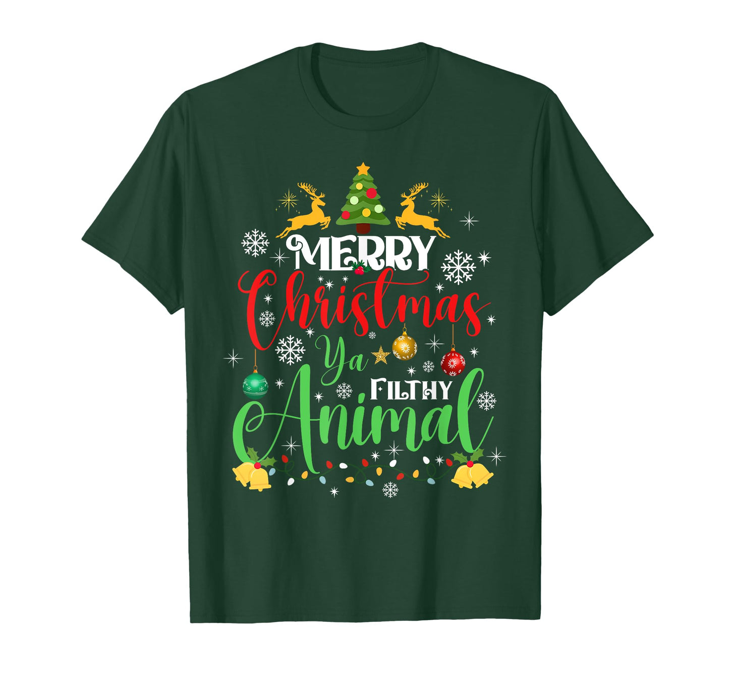 Merry Christmas Animal Filthy Ya Xmas Family Pajama T-Shirt