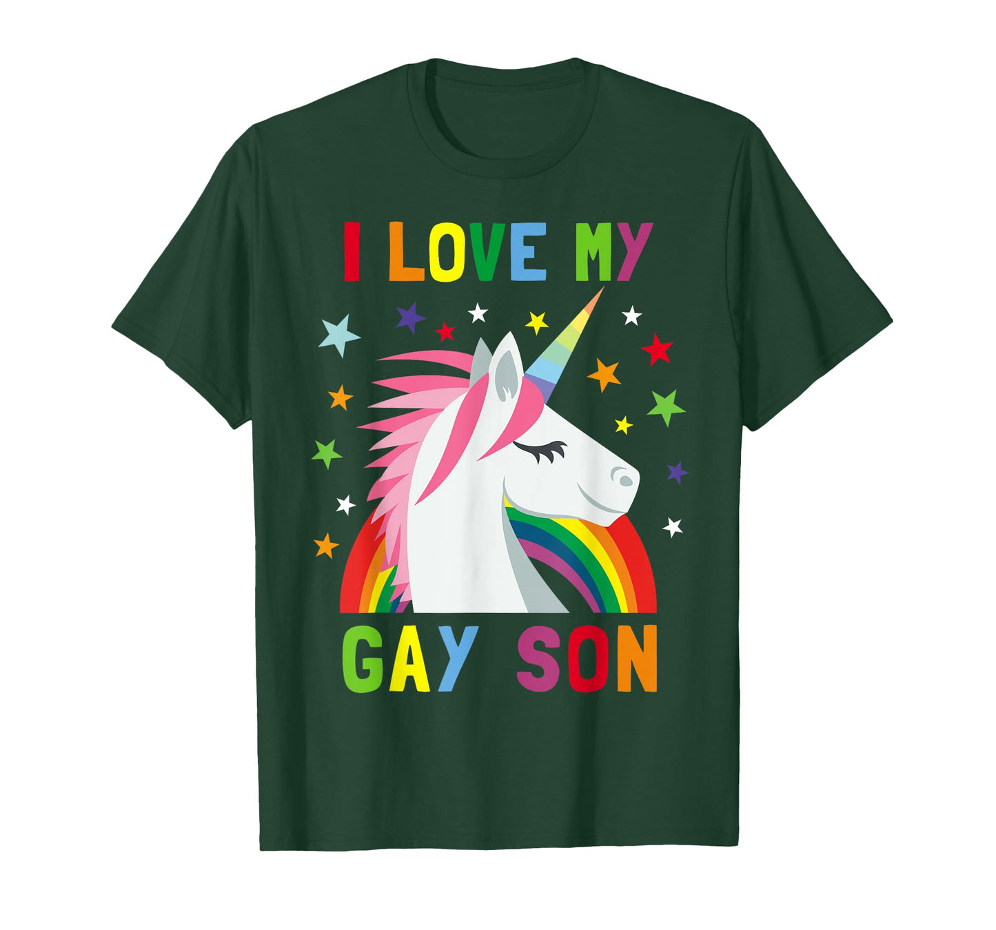 I Love My Gay Son Unicorn Rainbow Tshirt Parent of Gay Child T-Shirt