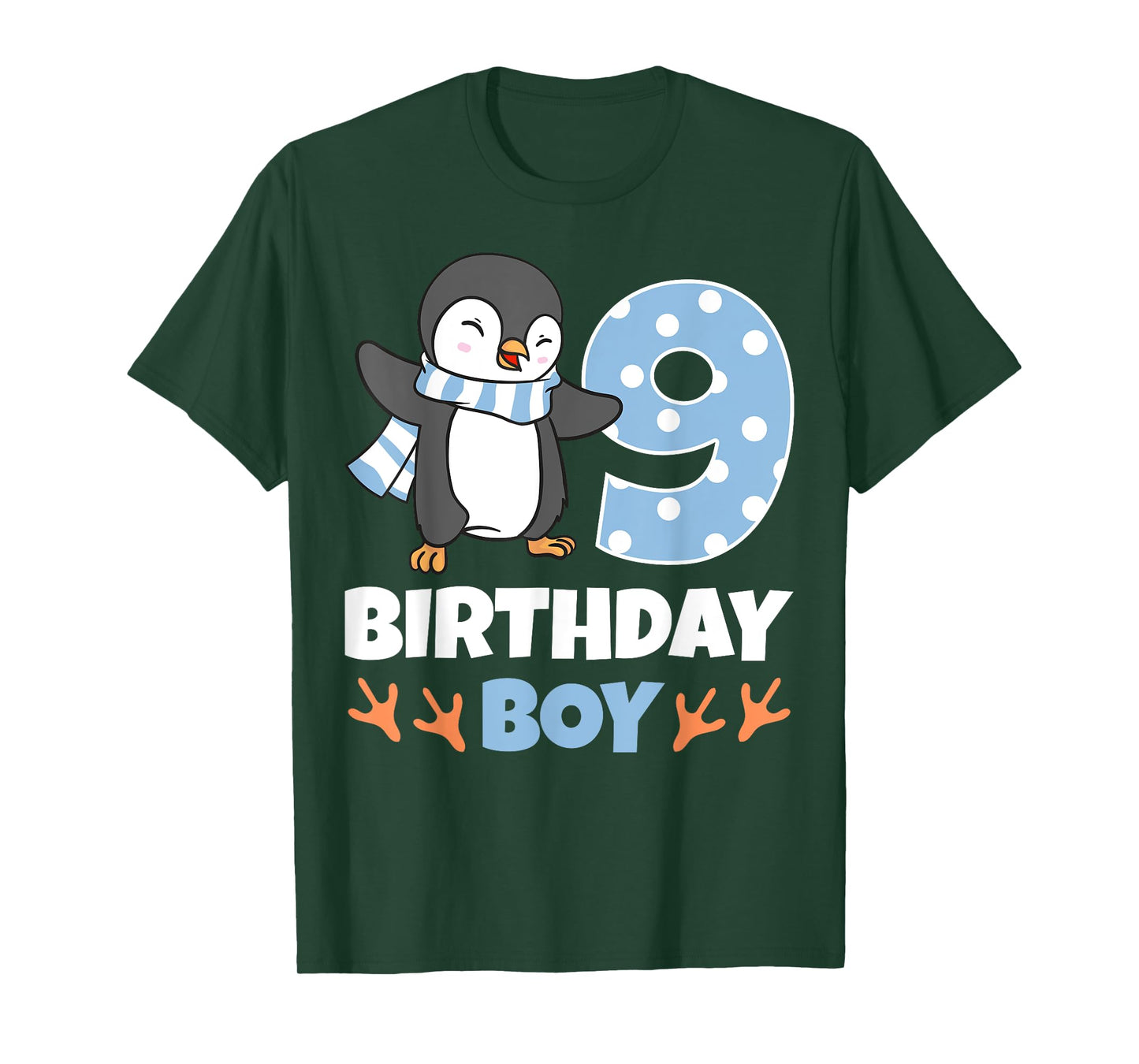 Penguin 9th Birthday Boy Winter Theme Party Celebration T-Shirt