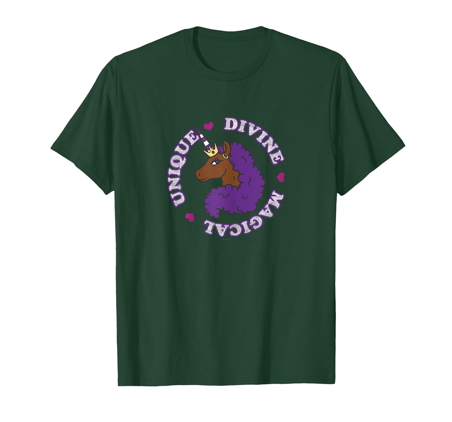 Afro Unicorn Unique Divine Magical Unique Purple Mane T-Shirt