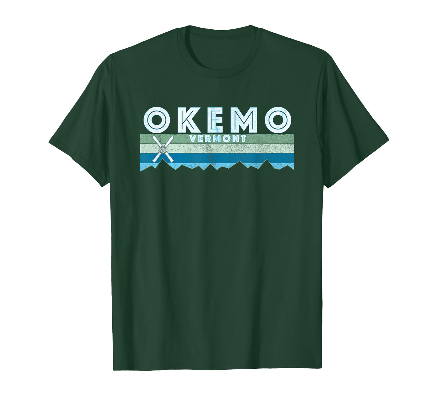 Vintage Okemo Vermont Ski Retro T-Shirt - Blue, Unisex, Short Sleeve, T-Shirt, Small