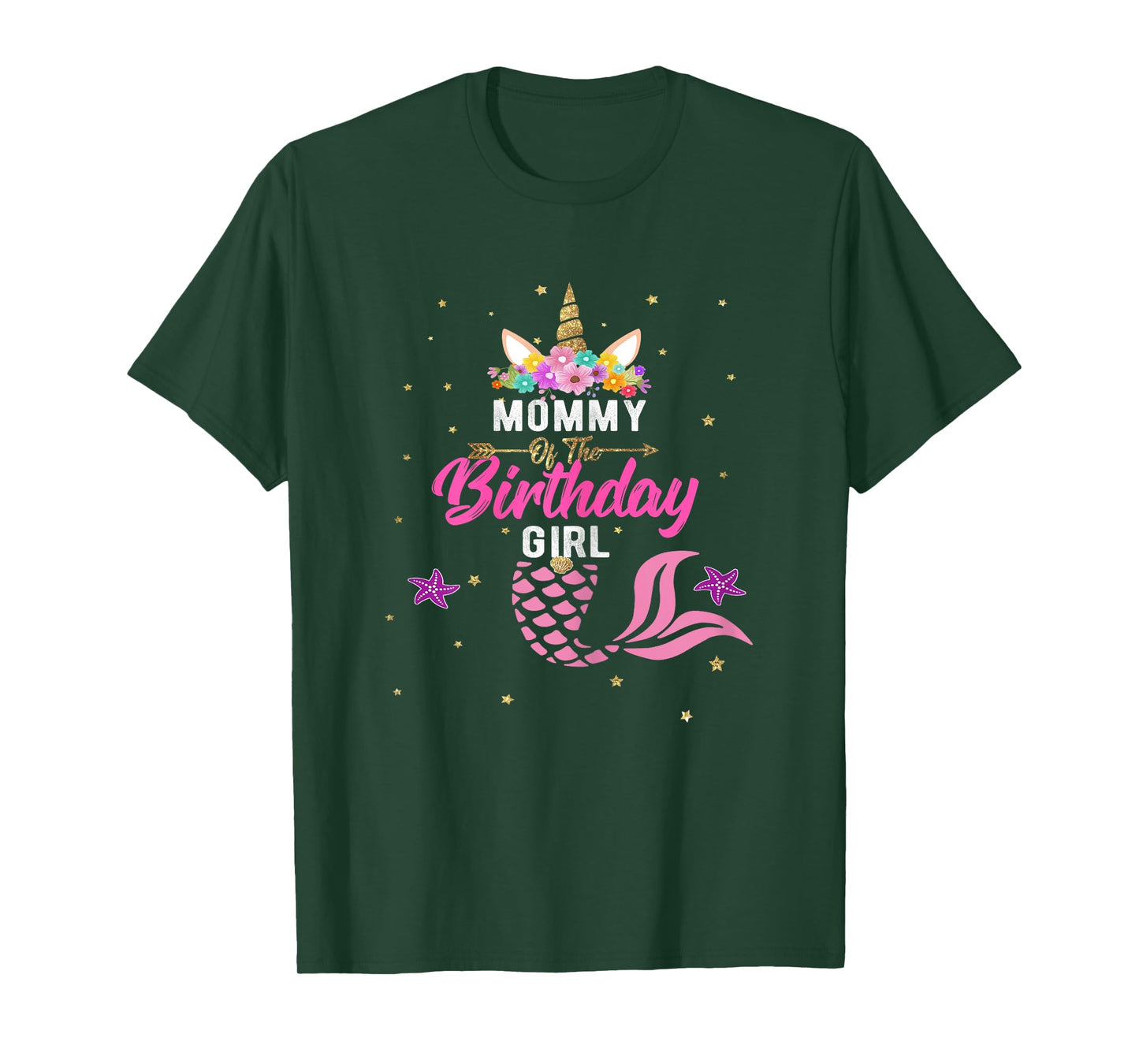 Mommy of Birthday Girl Unicorn Shirt Mommy Mermaid Tee Gift T-Shirt