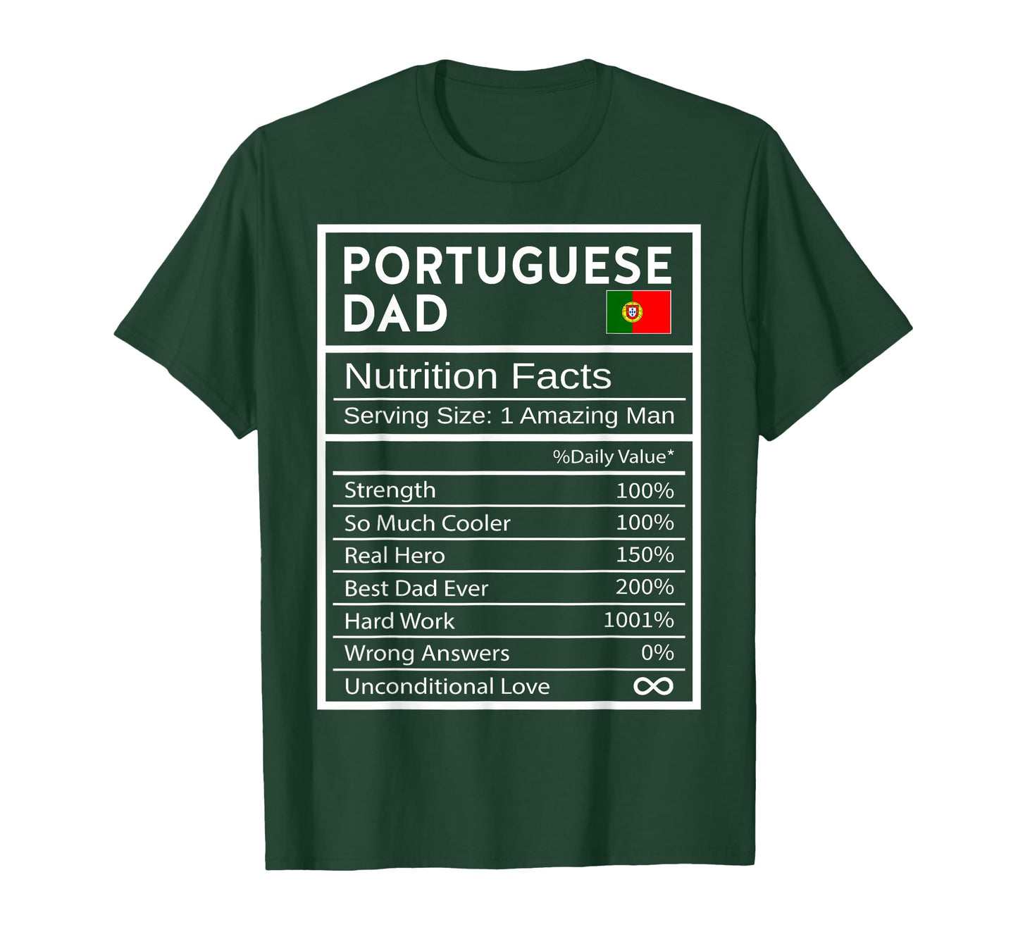 Portuguese Dad Nutrition Facts National Pride Gift For Dad T-Shirt