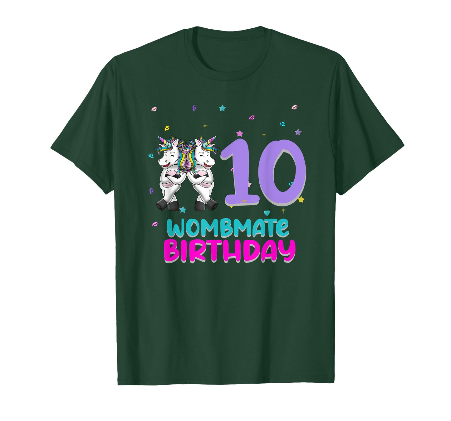 Unicorn Twin Girls 10th Birthday Love Funny 10 Years Old T-Shirt