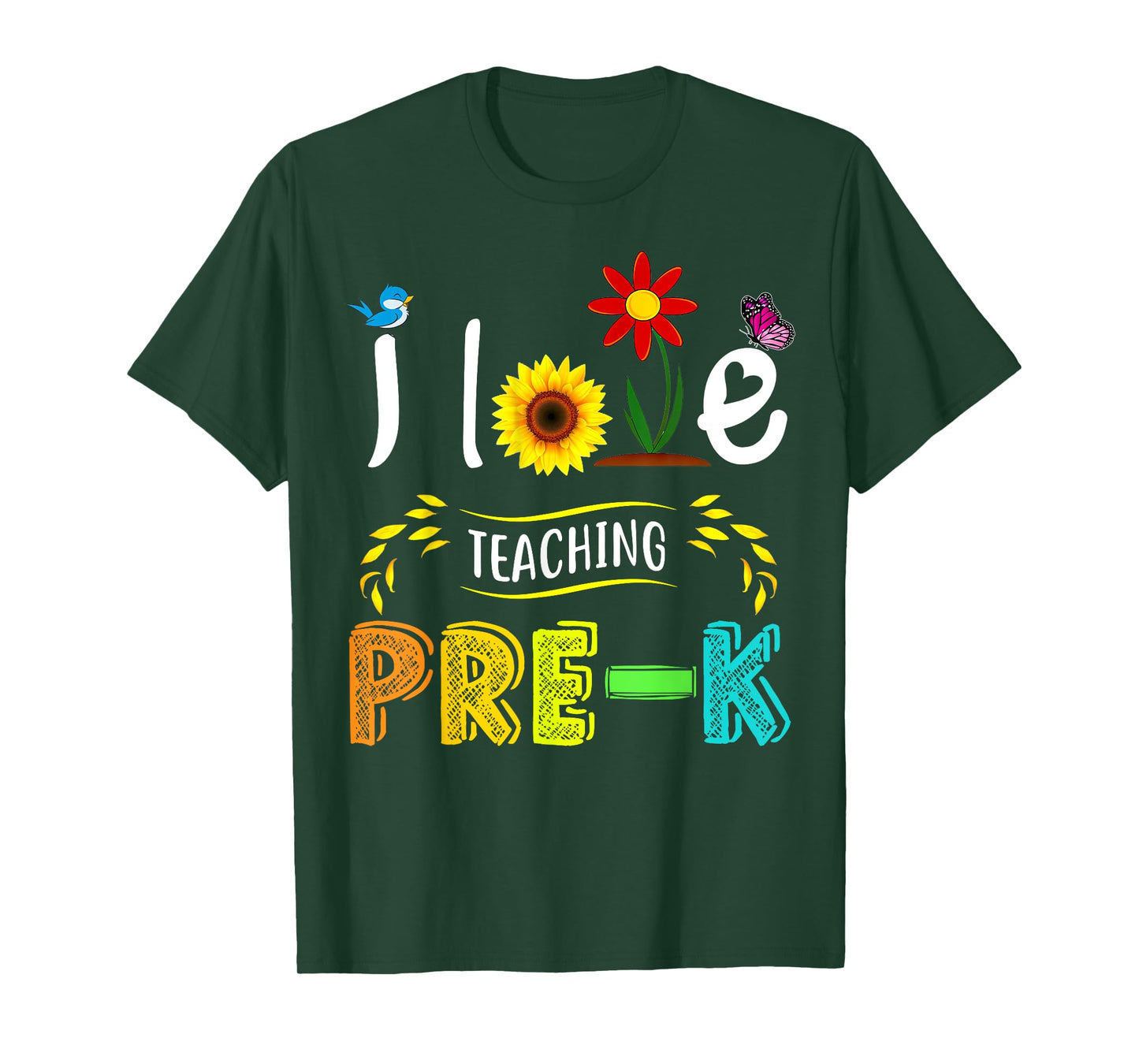 I Love Teaching Pre-K Sunflower Lover for Preschool Teacher T-Shirt for Men Women Girls Kids