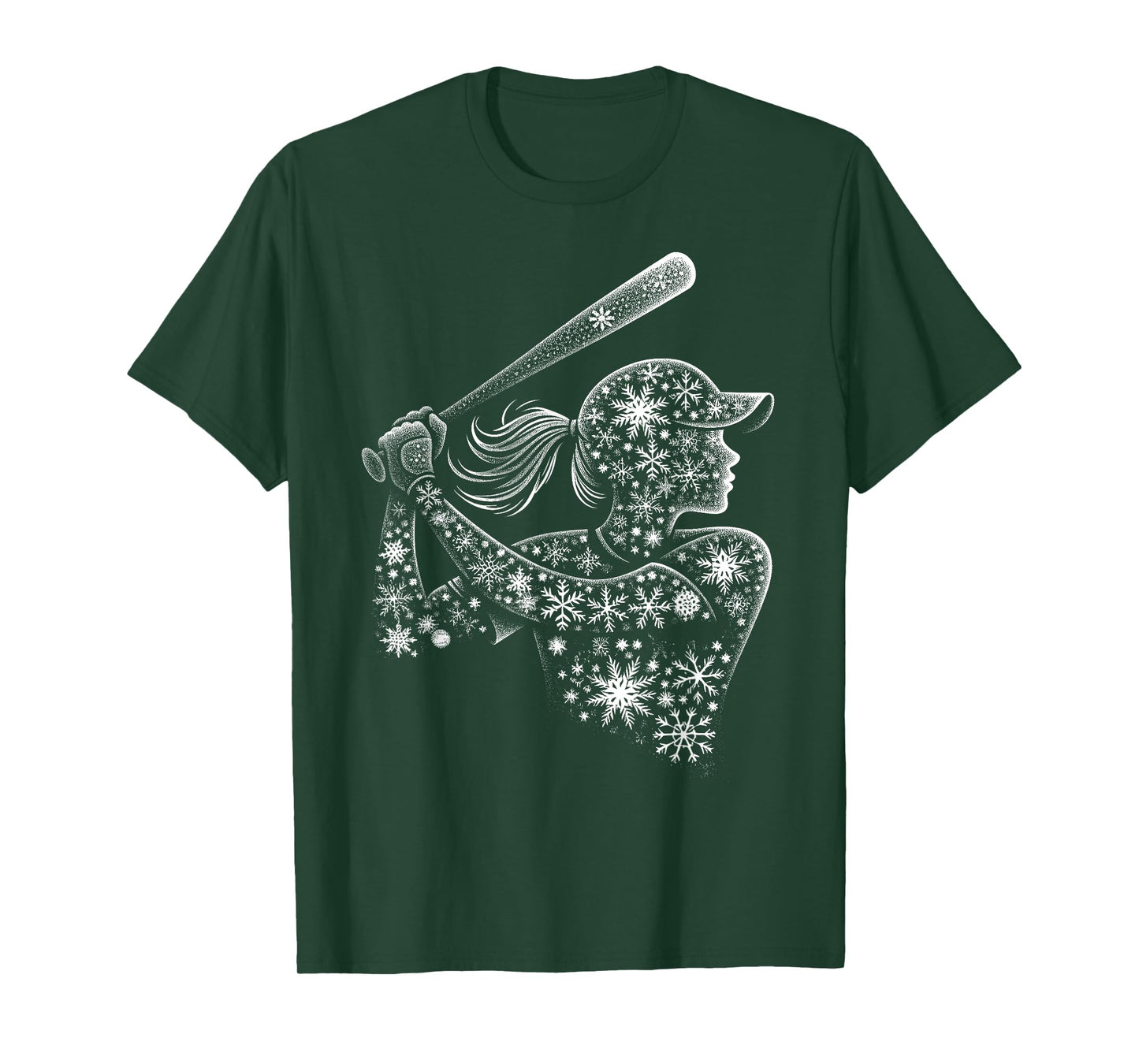 Women's sports Christmas Snowflakes Girl Softball Player T-Shirt