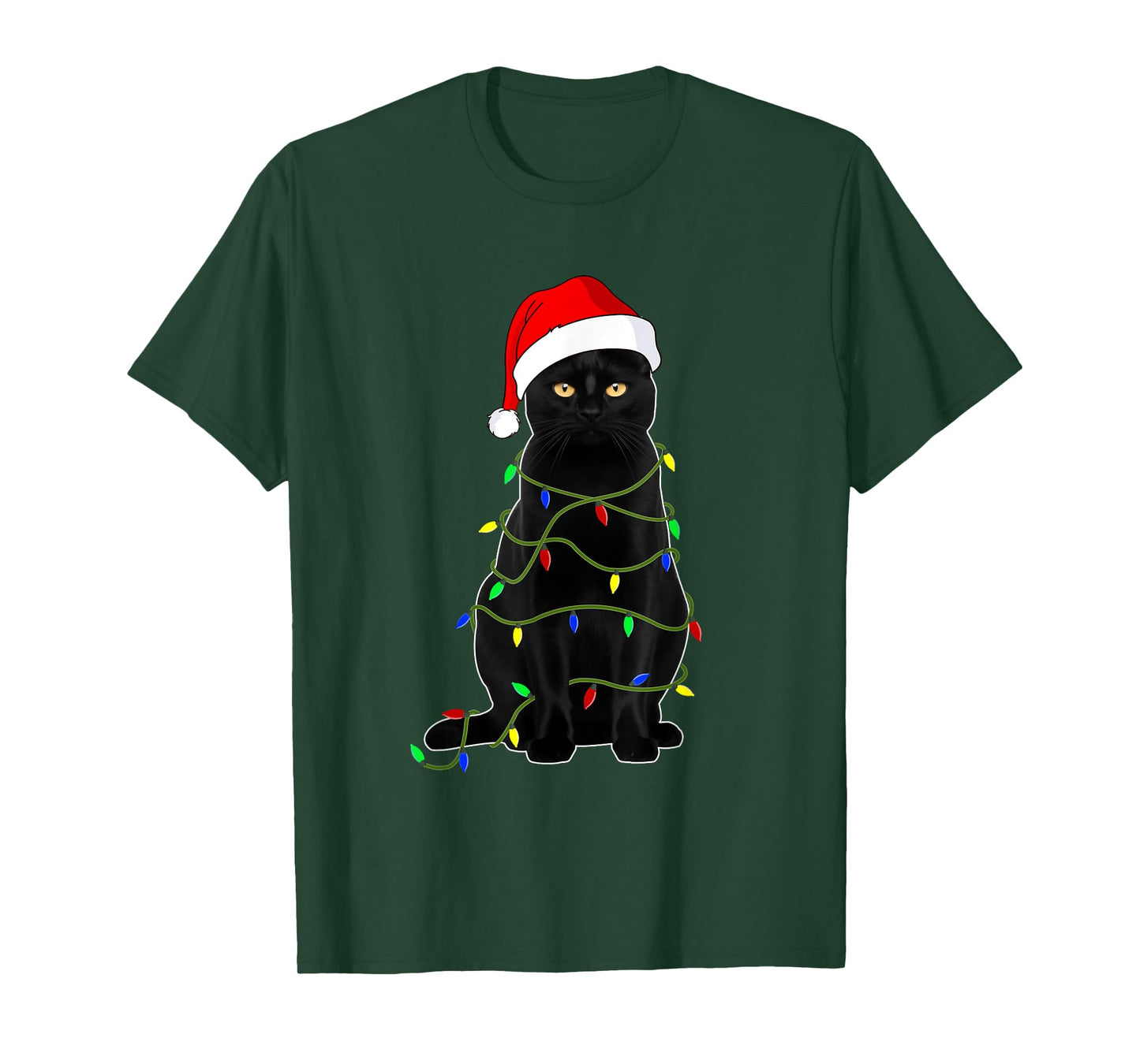 Black Cat Santa Christmas Family Matching Pajamas Xmas Men Women Kids T-Shirt